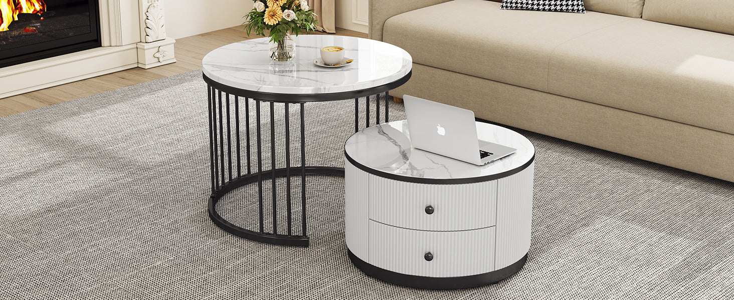 Logidon Elegante salontafelset in nestvorm wit 60x60 en 50x50