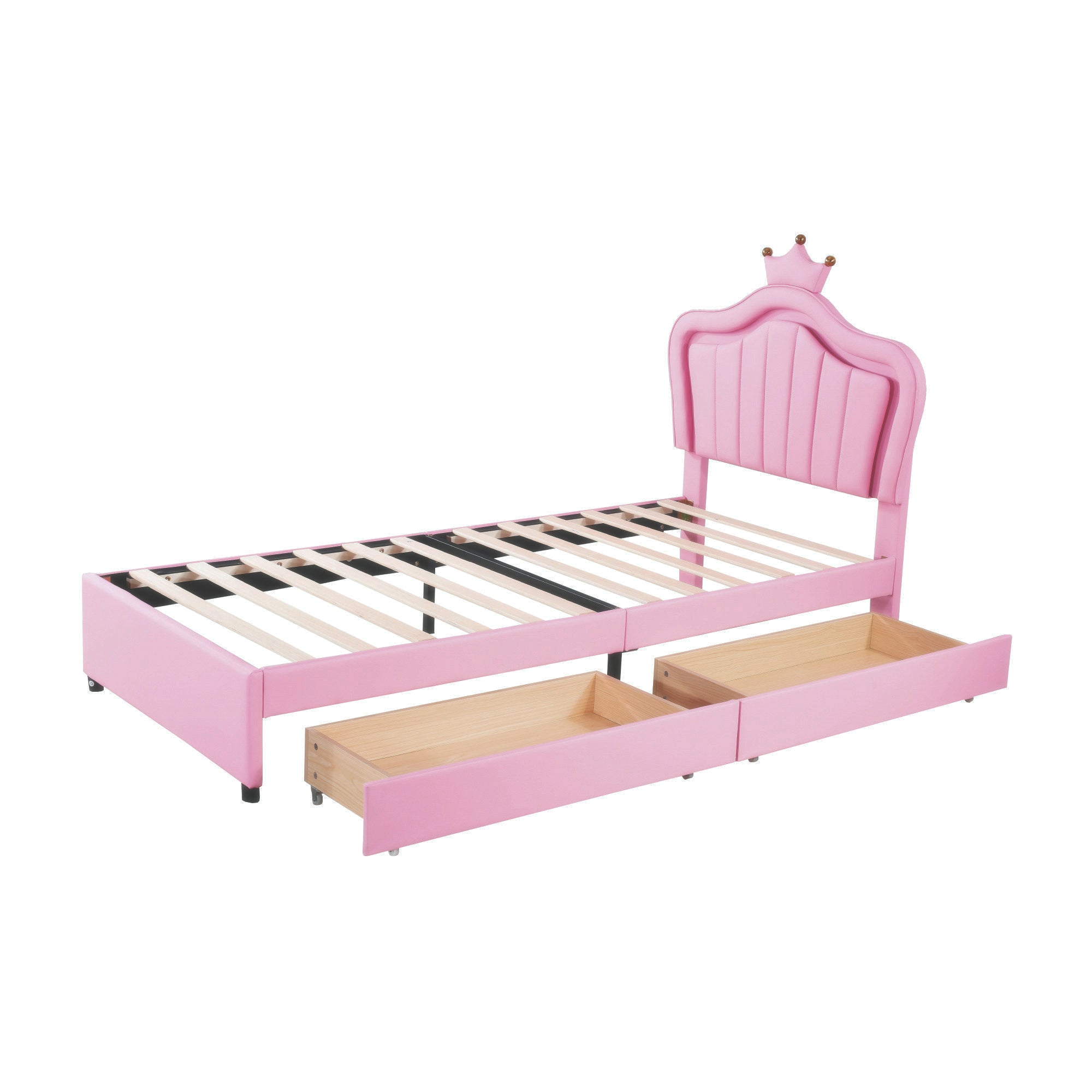 Logidon kinderbed roze 90x200 gestoffeerd bed met LED verlichting