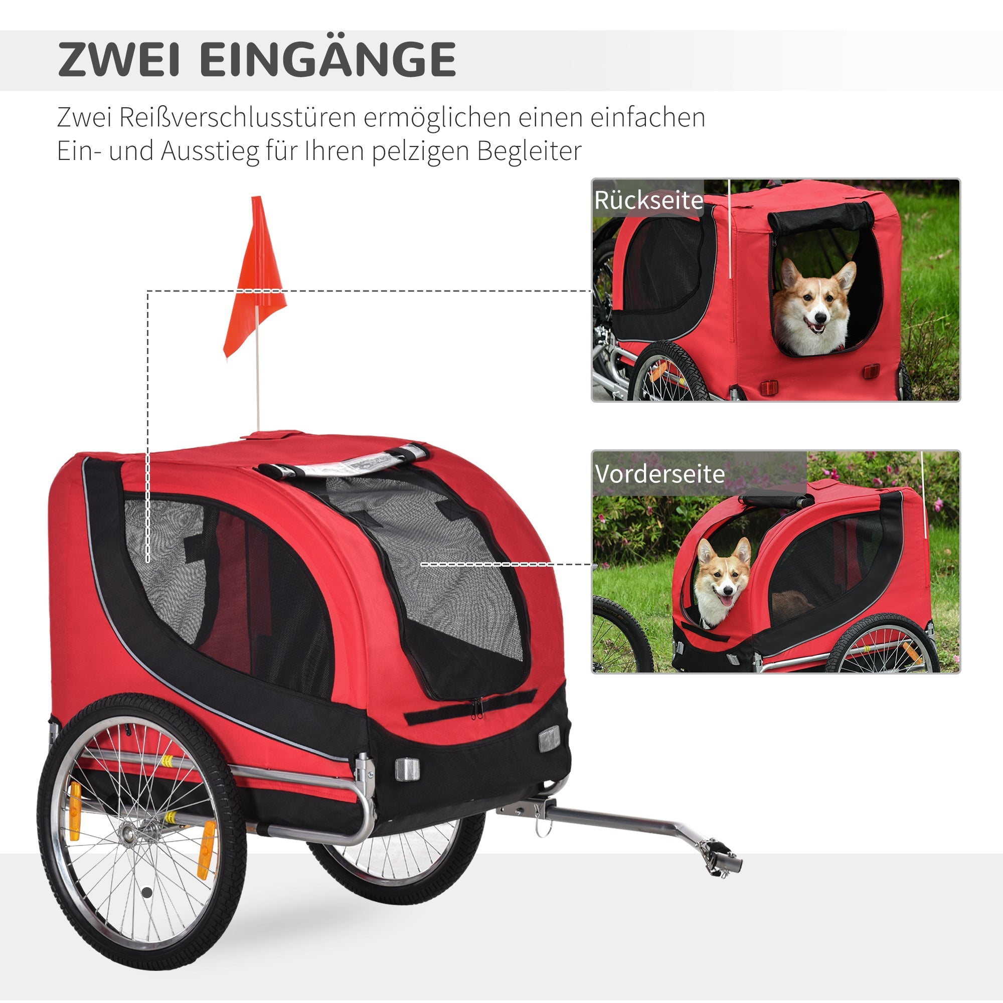 Logidon Hondenkar Fiets Rood 130x73x90 cm Oxford stof