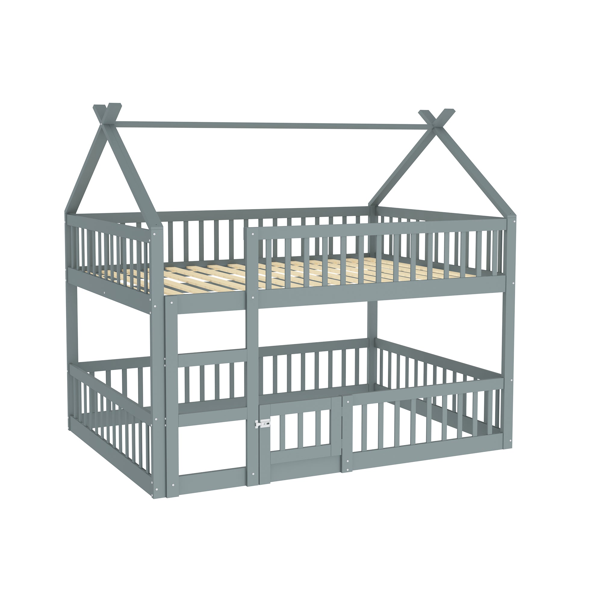 Logidon Kinderstapelbed 140x200 grijs met trap Loft Design