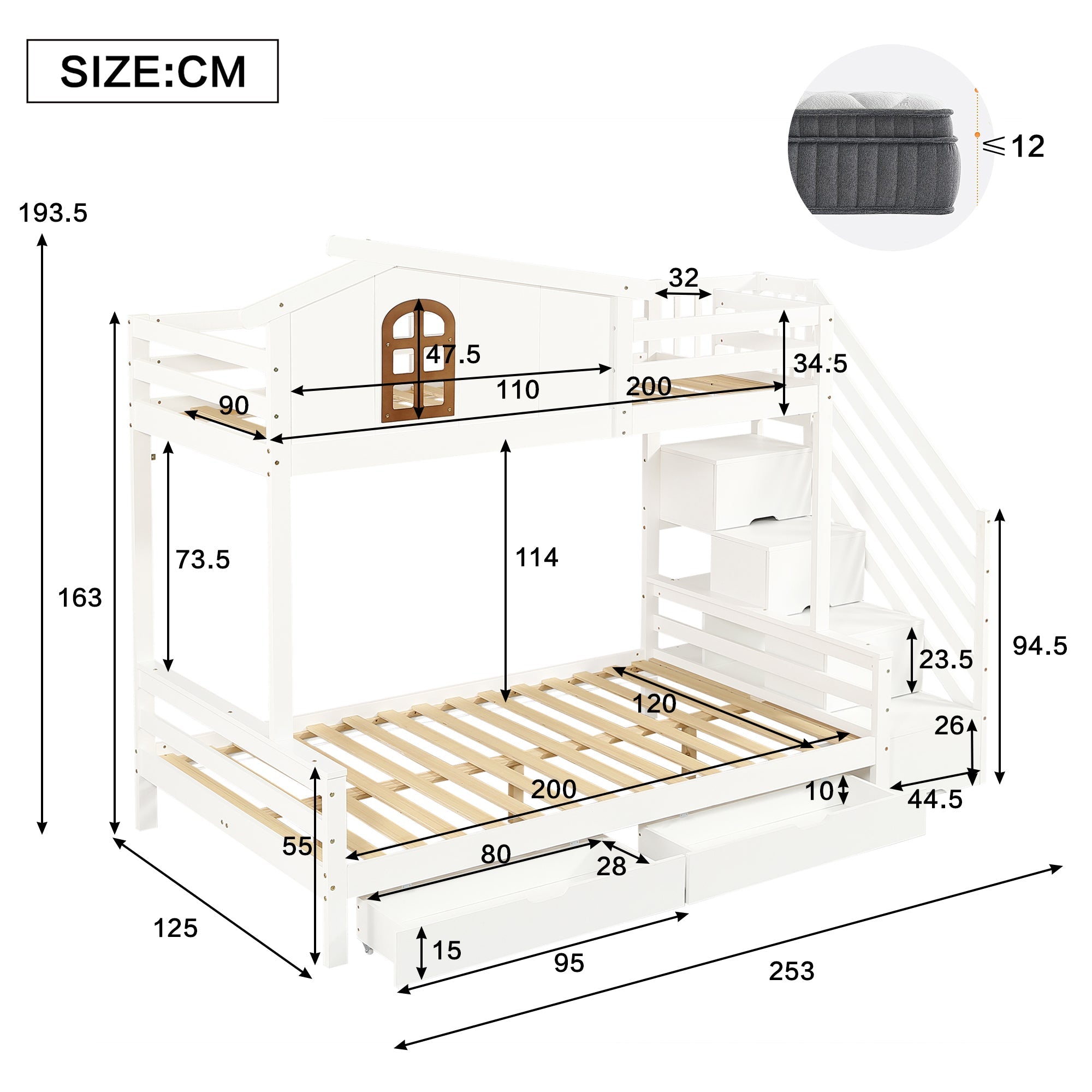 Logidon stapelbed kinderbed wit naturel 90x200 120x200 twee lades