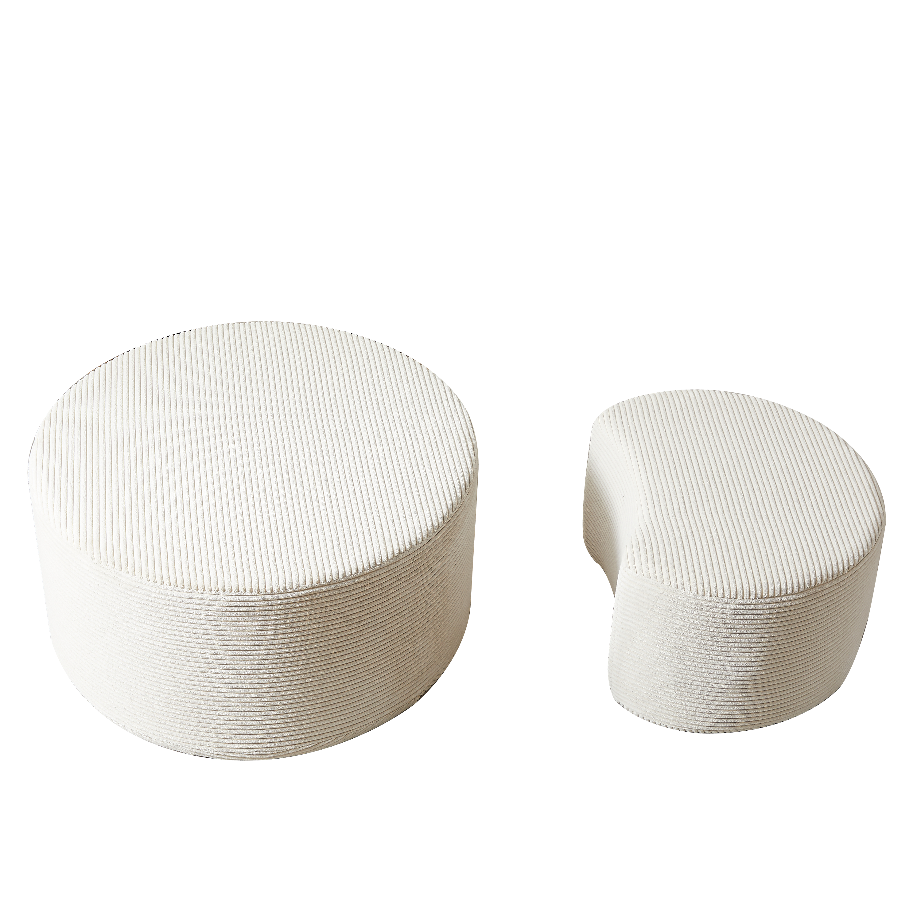 Logidon salontafelset van 2 rond gewatteerde beige stof