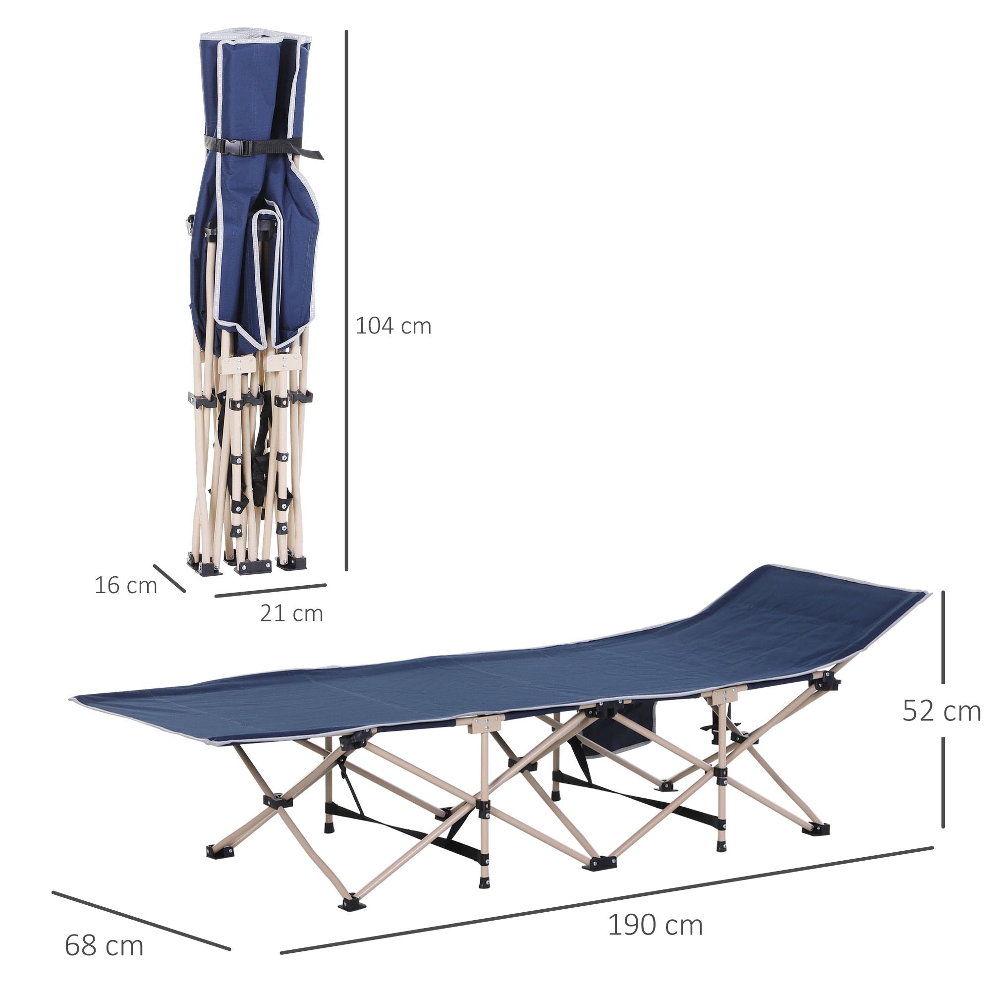 Logidon kampeerbed campingbed blauw 190x68x52 met opbergtas