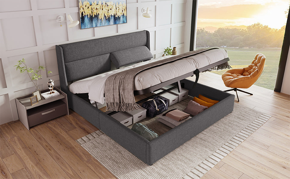 Logidon gestoffeerd bed 180x200cm verstelbare hoofdsteunen met opbergruimte