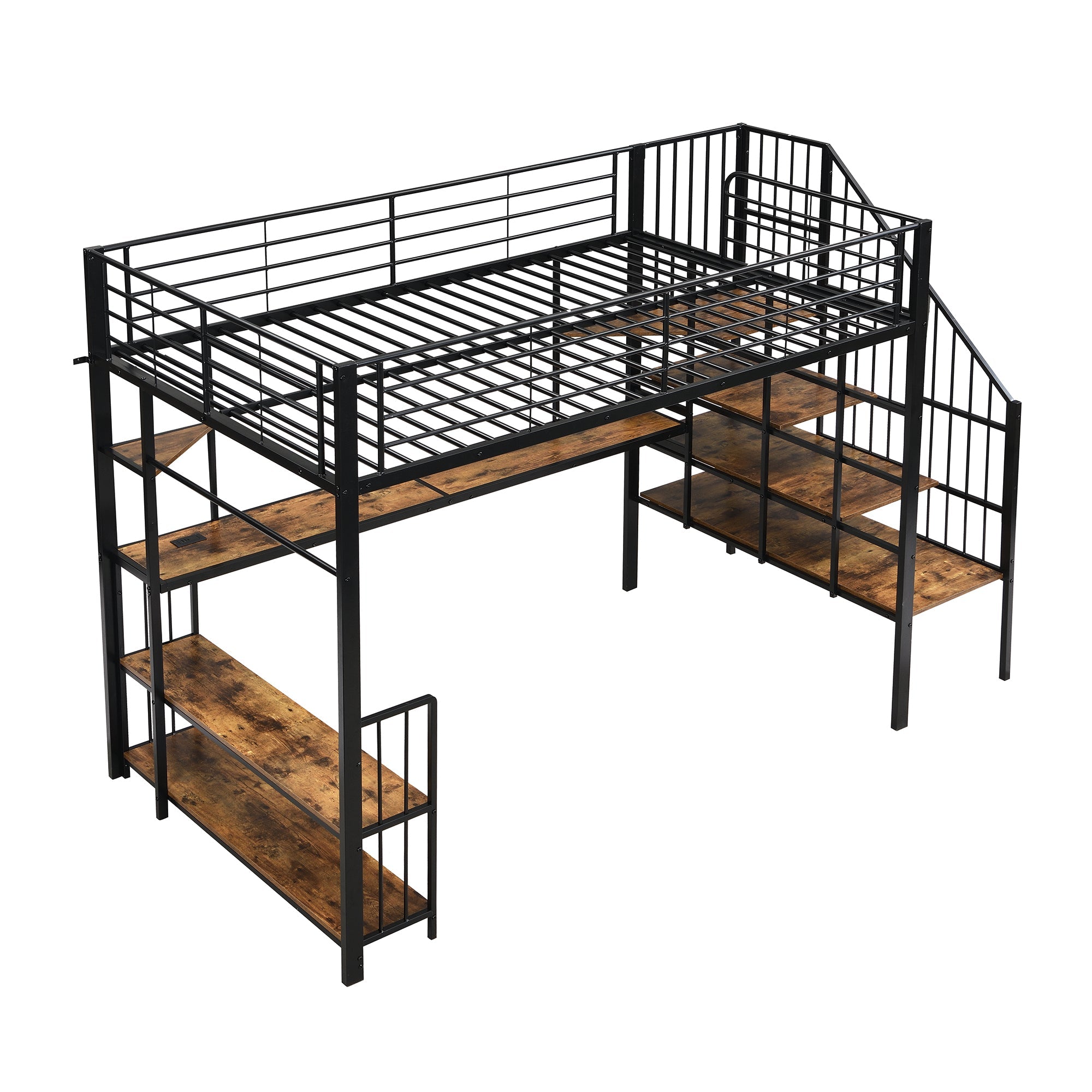 Logidon hoogslaper 120x200 zwart met ladder en oplaadpoort
