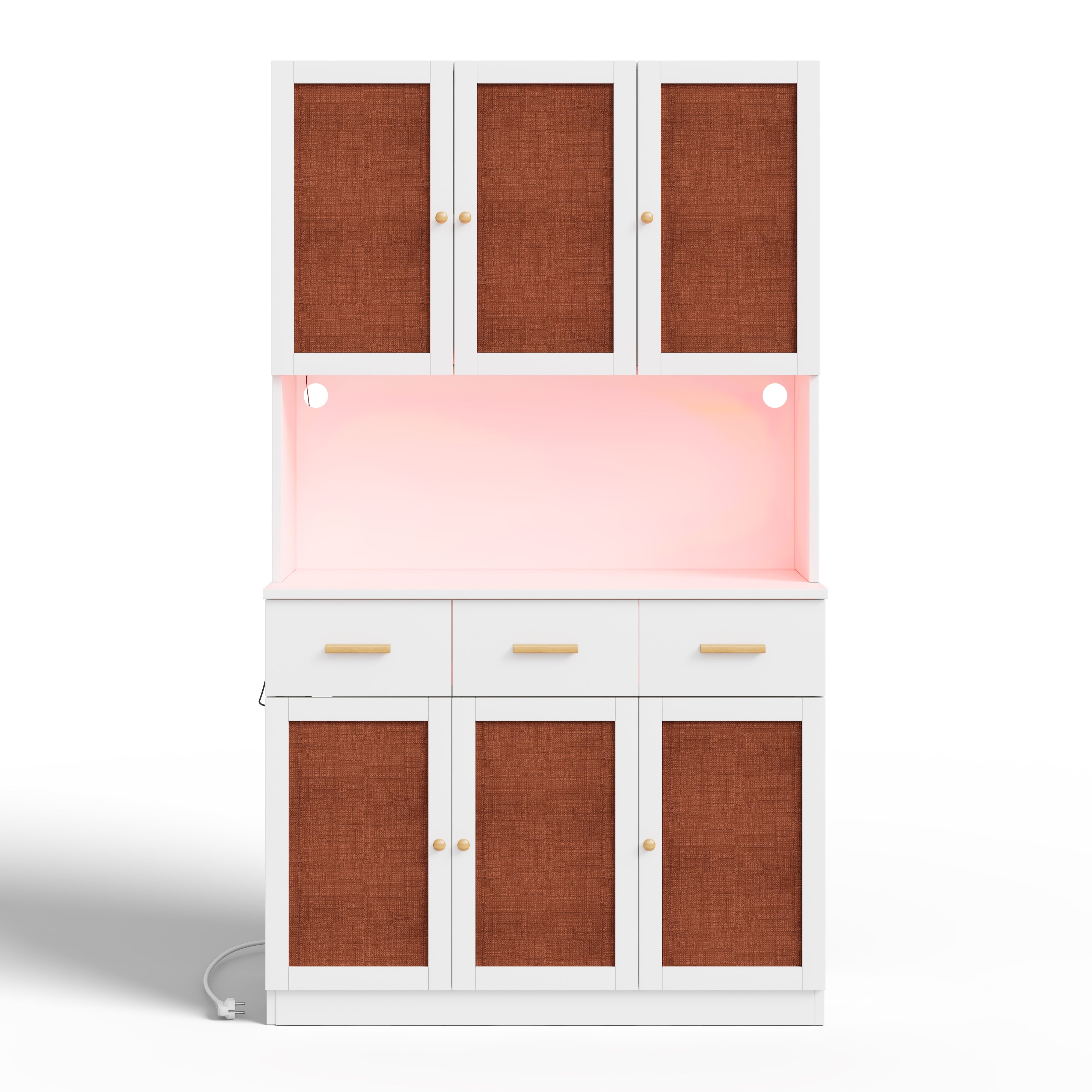 Logidon keukenbuffetkast 182 cm wit LED-verlichting stopcontact