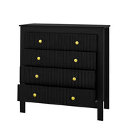 Logidon Dressoir 5 Laden Zwarte Ladekast Met Gouden Handgrepen 79 cm