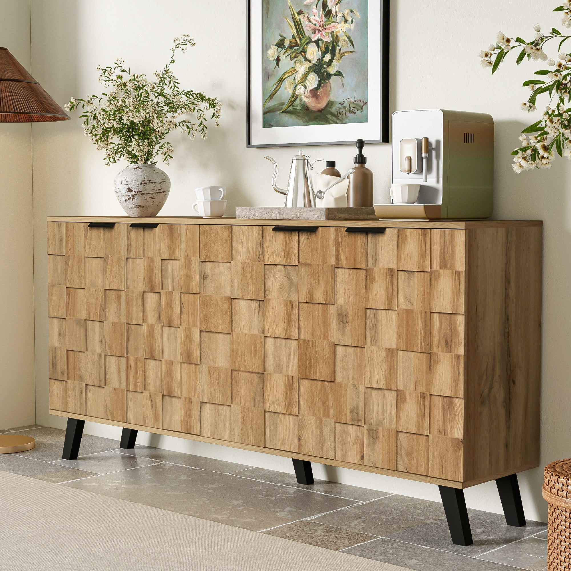 Logidon Modern dressoir vier deuren 160,5 x 35,5 x 78 cm