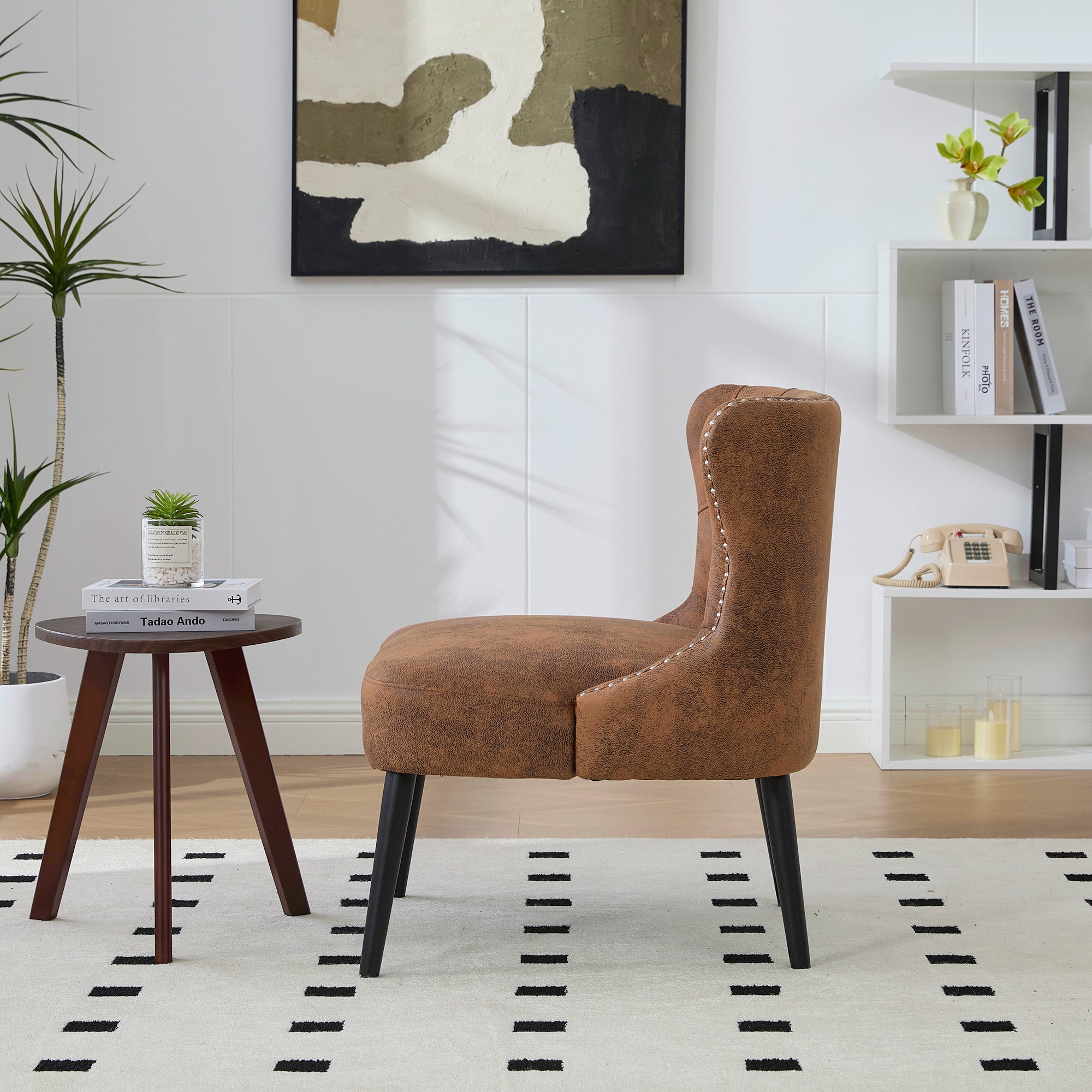 Logidon Tech stoffen fauteuil zonder armknop en klinknagels koffiebruin