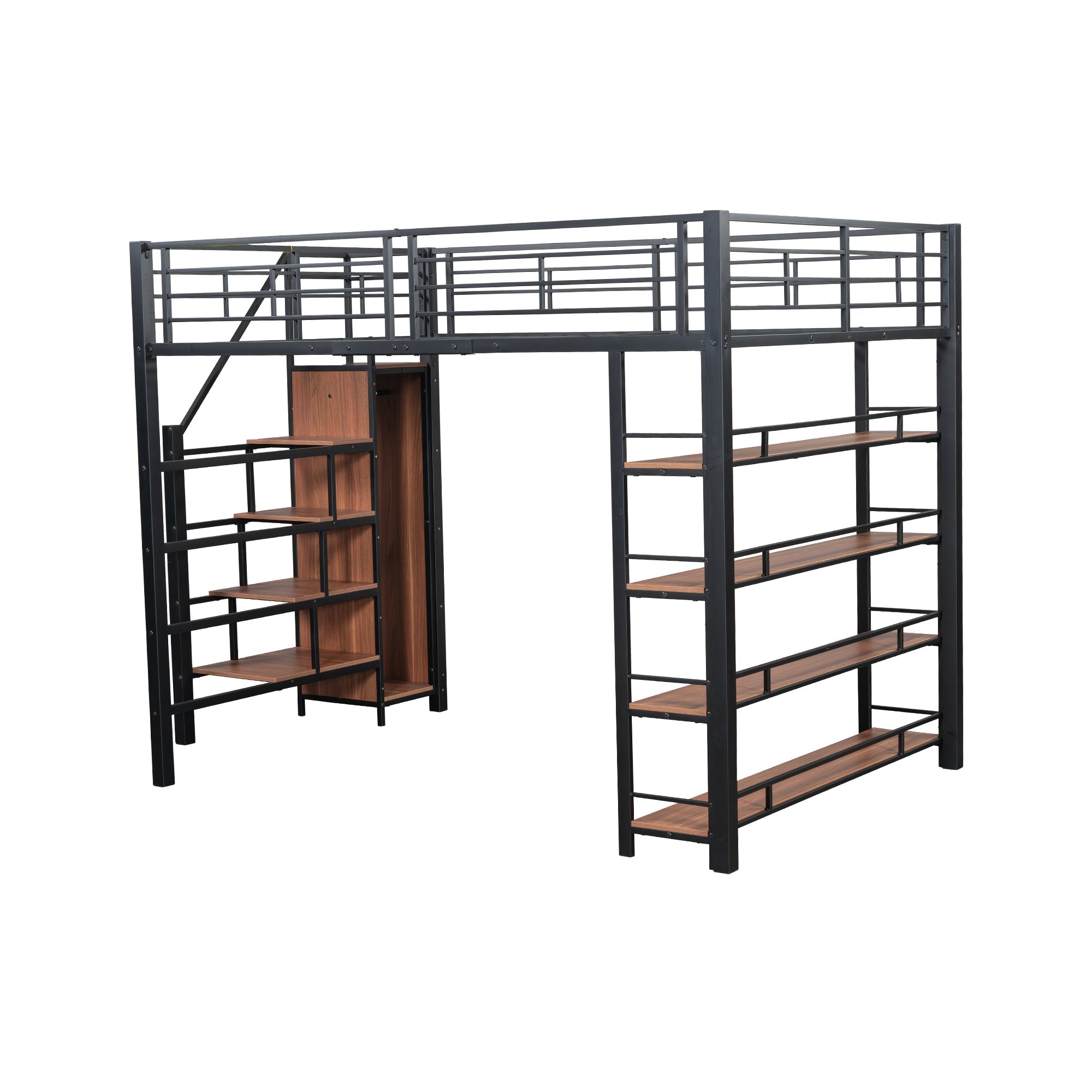 Logidon hoogslaper 140x200 met veiligheidstrap en opbergruimte zwart