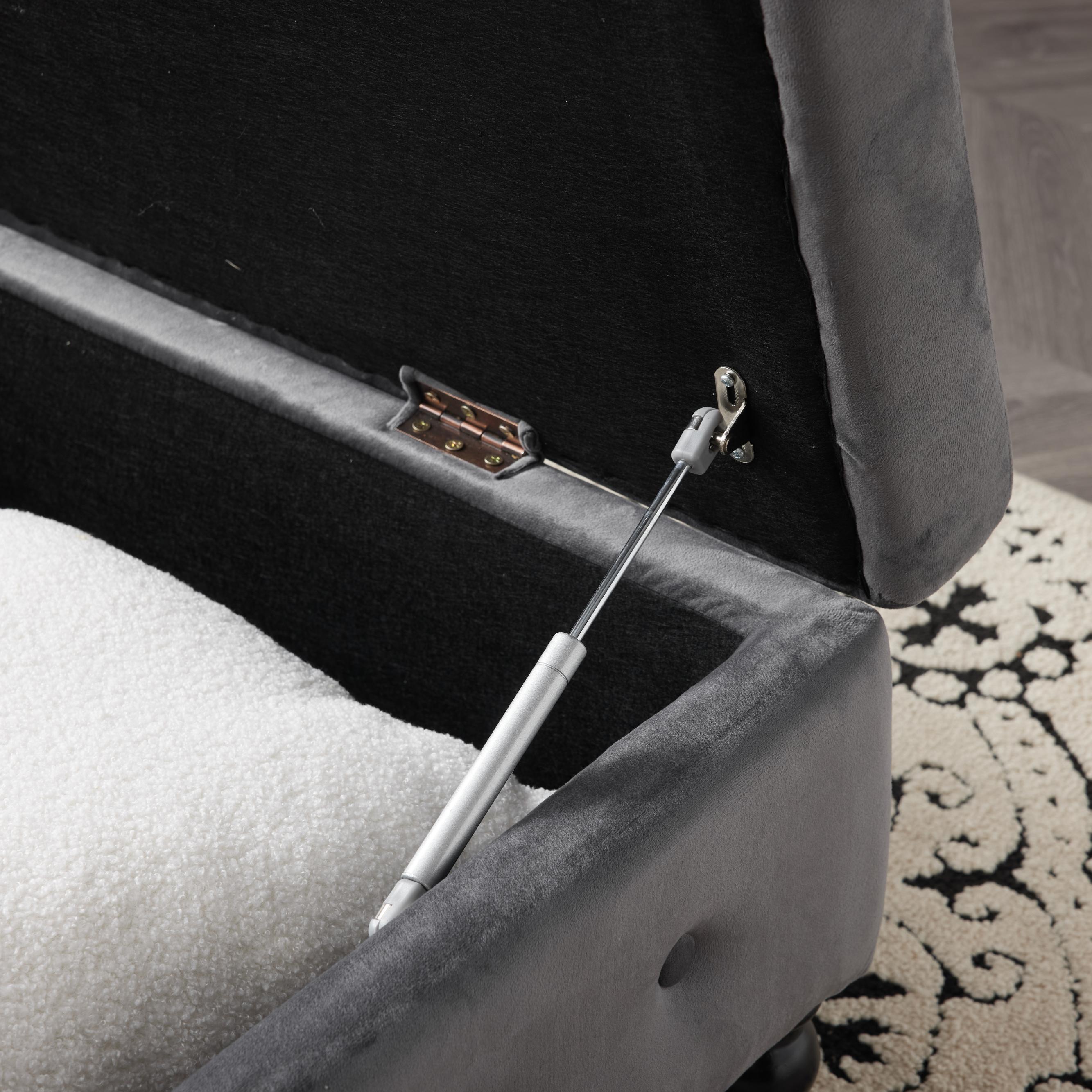 Logidon chaise longue bank grijs fluweel met opbergspijkerkop