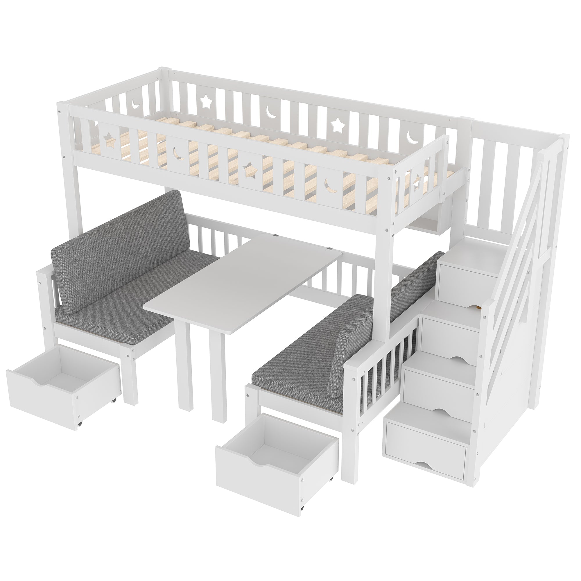 Logidon hoogslaper 90x200 cm wit 2-in-1 bed en bureau