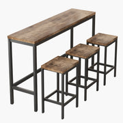 Logidon Modern Kitchen Dining Table Set with 3 Stools Natural L 153 cm