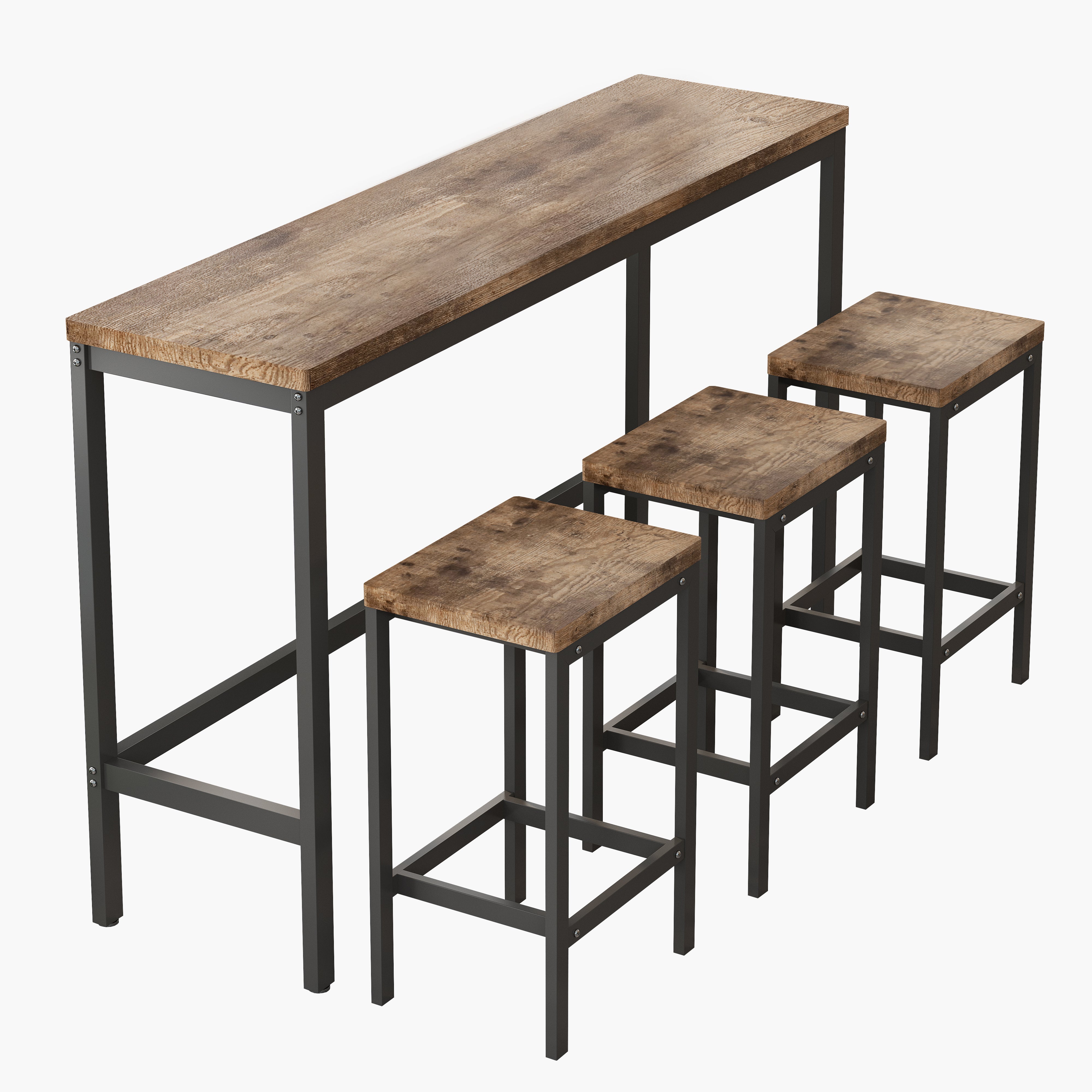 Logidon Moderne Keuken Eettafelset met 3 Krukken Naturel L 153 cm