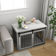 Logidon Hondenkooi Grijs 98 x 58 x 61 cm Afsluitbaar met schuifdeur