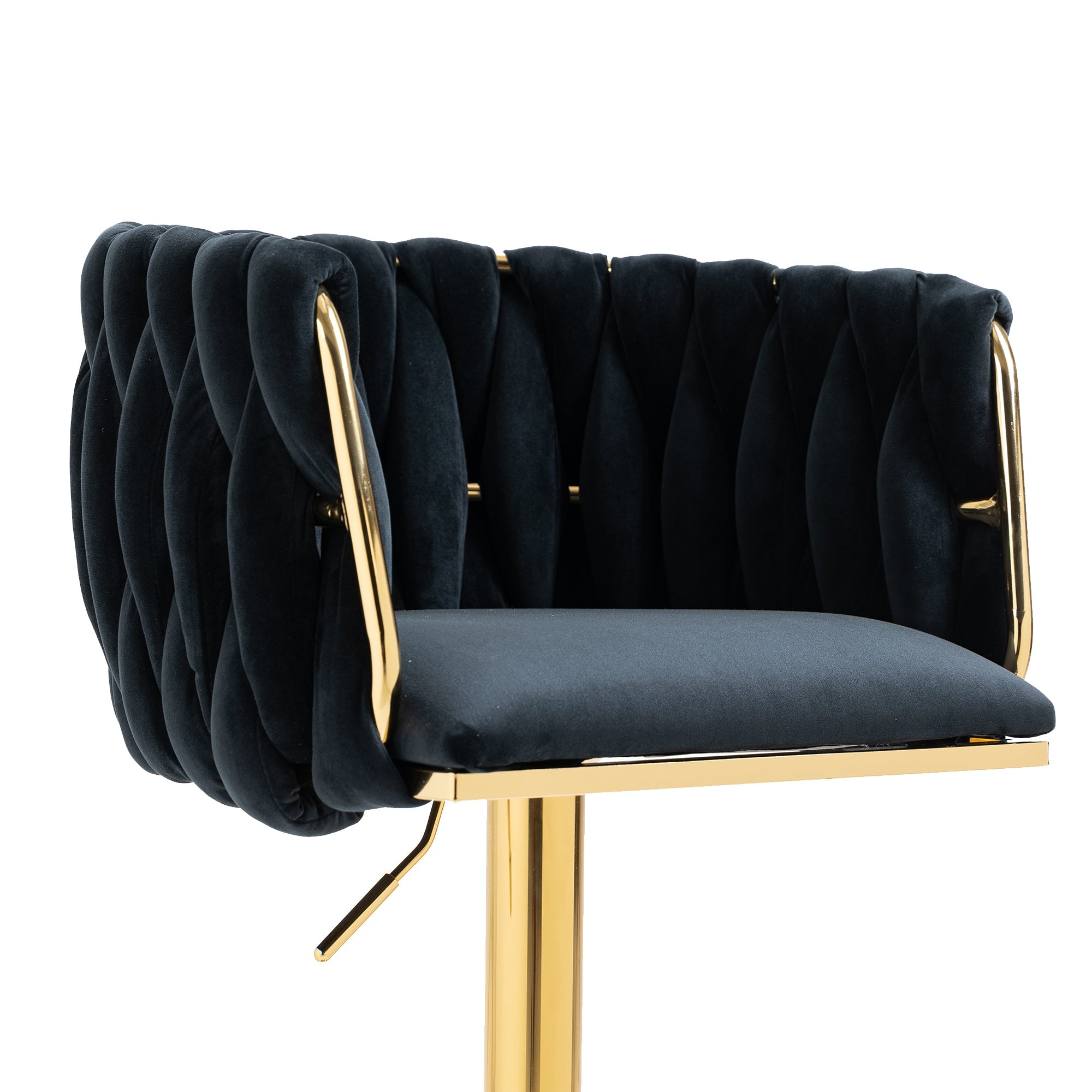 Logidon Vintage Bar Stool Velvet Black Adjustable Height Rotatable