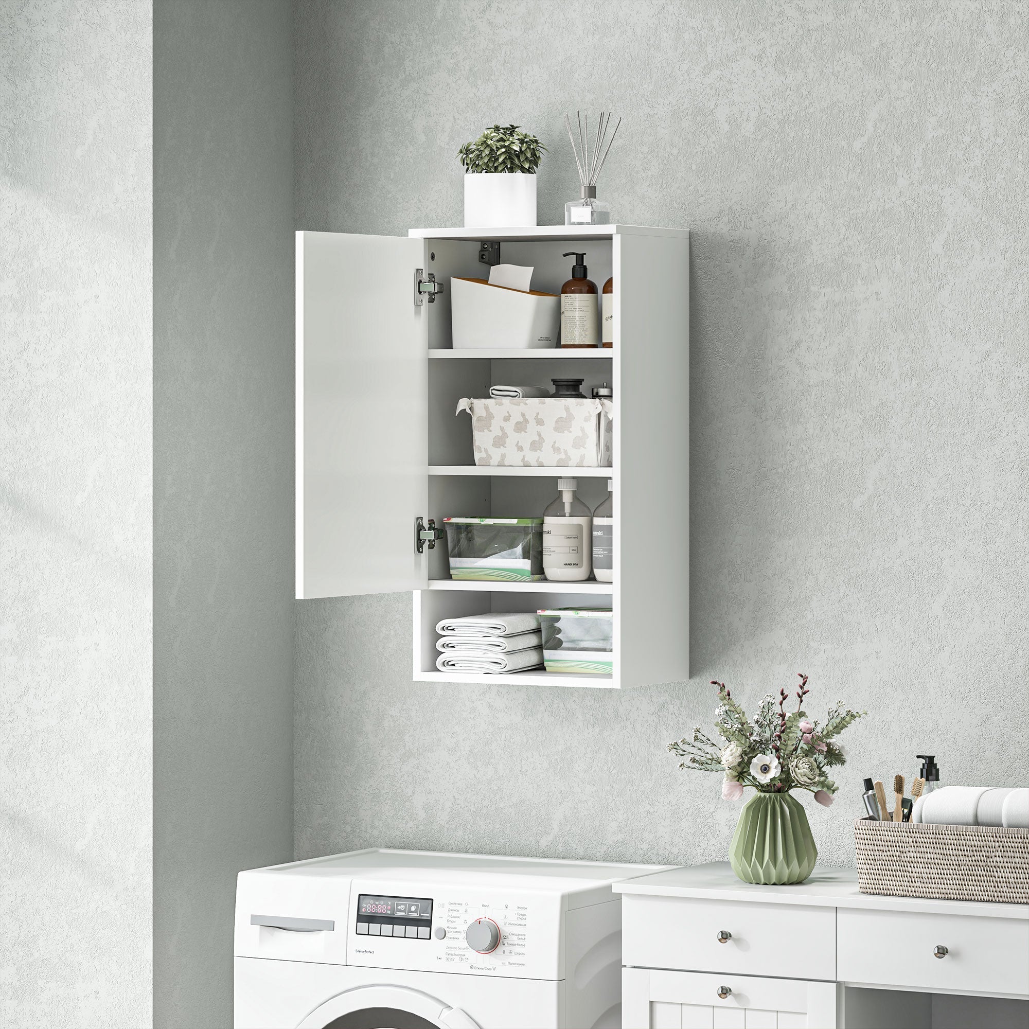 Logidon wandkast wit 40 x 27 x 77 cm deuren verstelbare planken