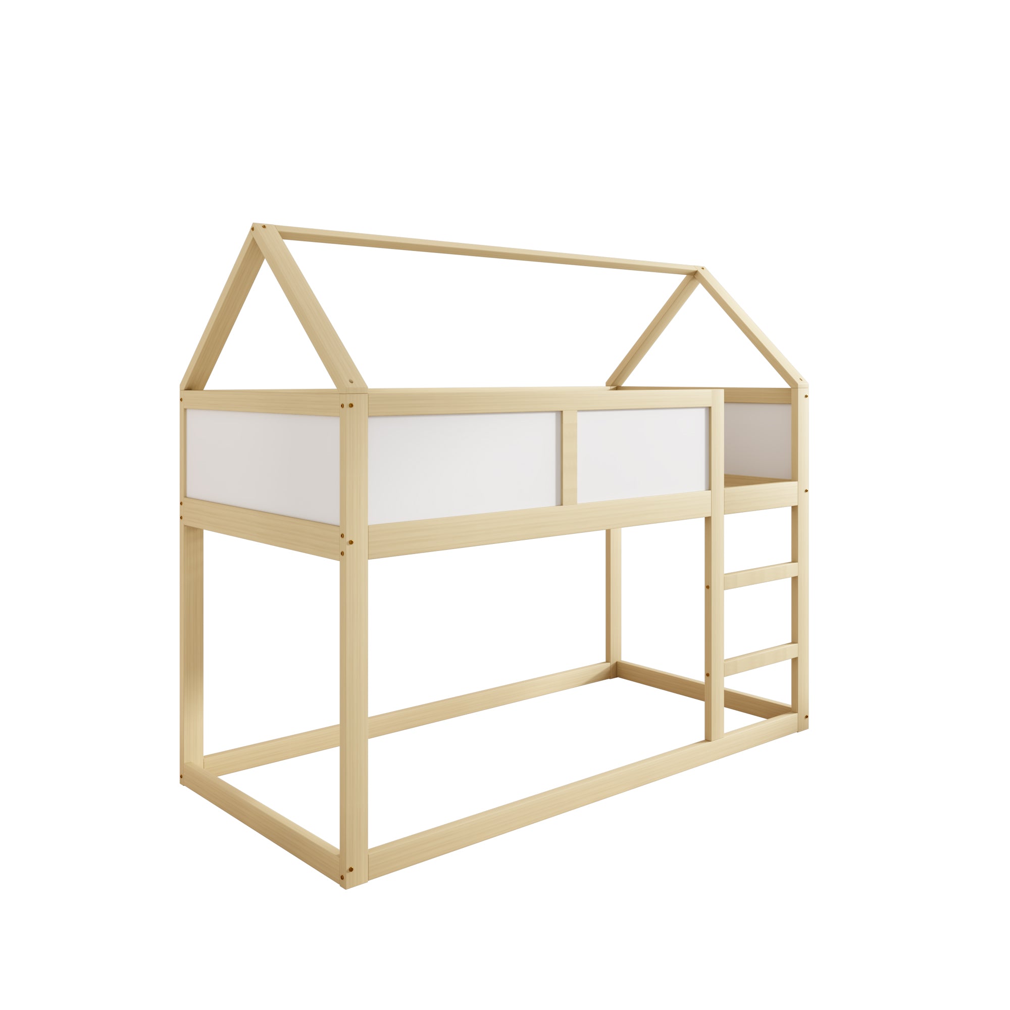 Logidon stapelbed kinderbed 90x200 cm lage hoogslaper met trap beige