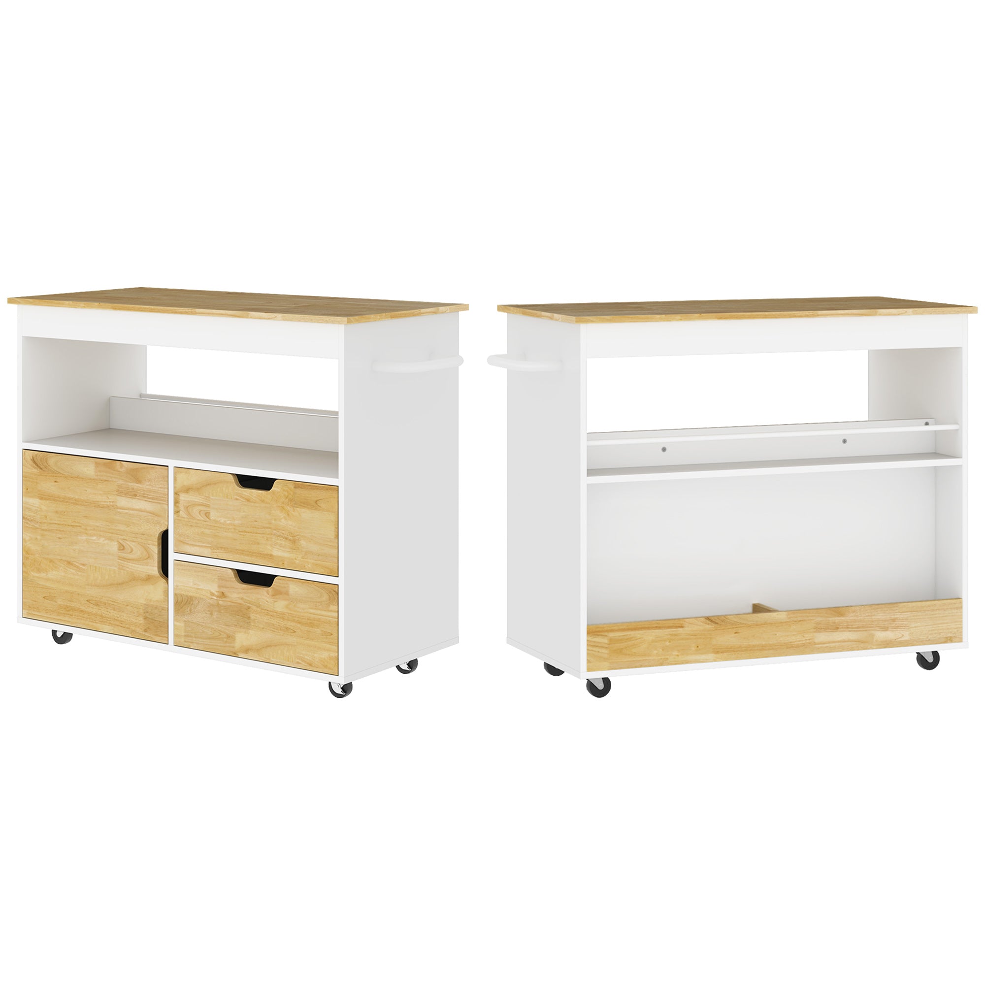 Logidon keukenwagen eiken met werkblad SoftClose 107x50x85 cm