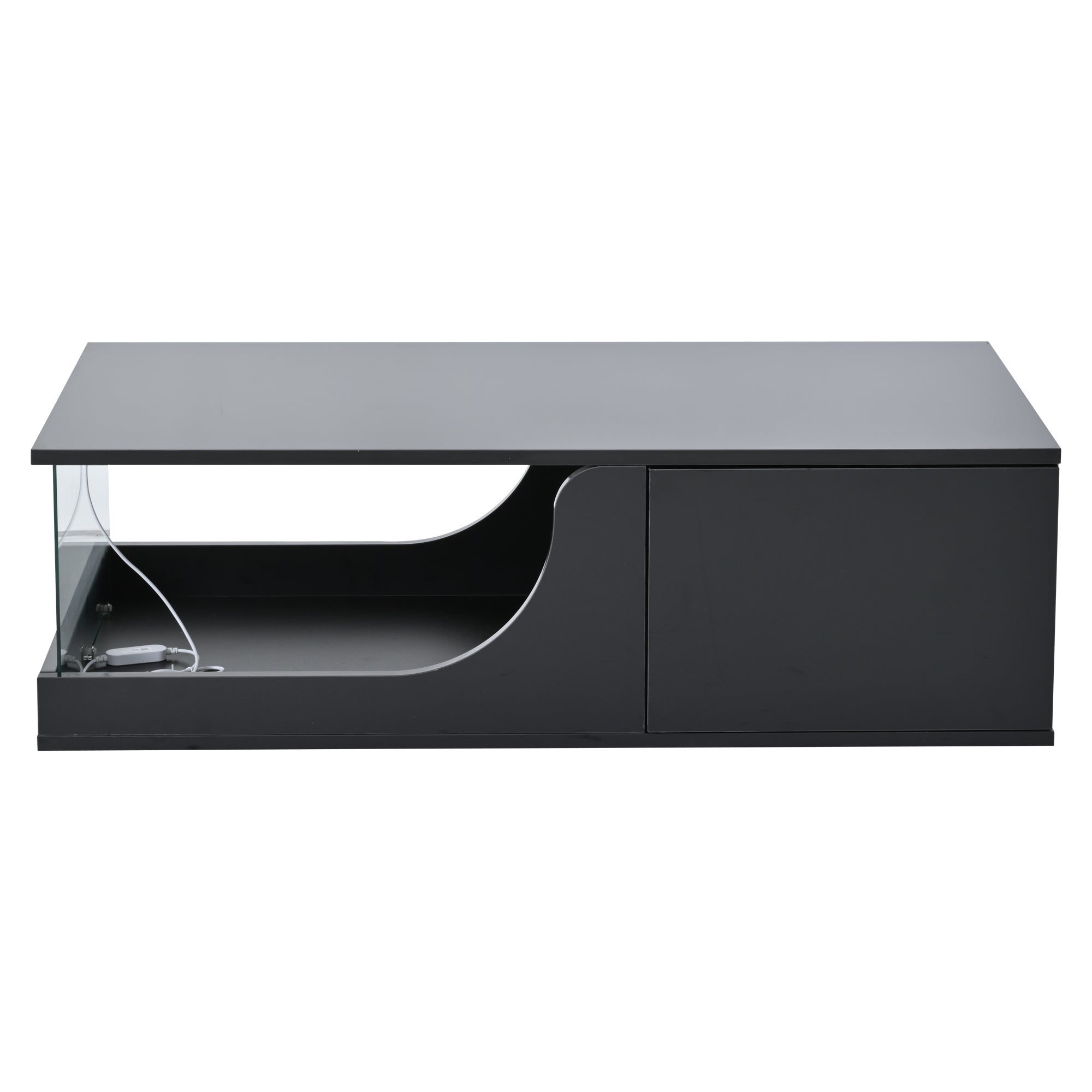 Logidon Zwarte hoogglans salontafel 100x50x30 cm LED-verlichting