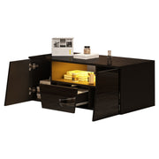 Logidon coffee table 100x50x40 cm black with LED 2 cabinets 1 drawer