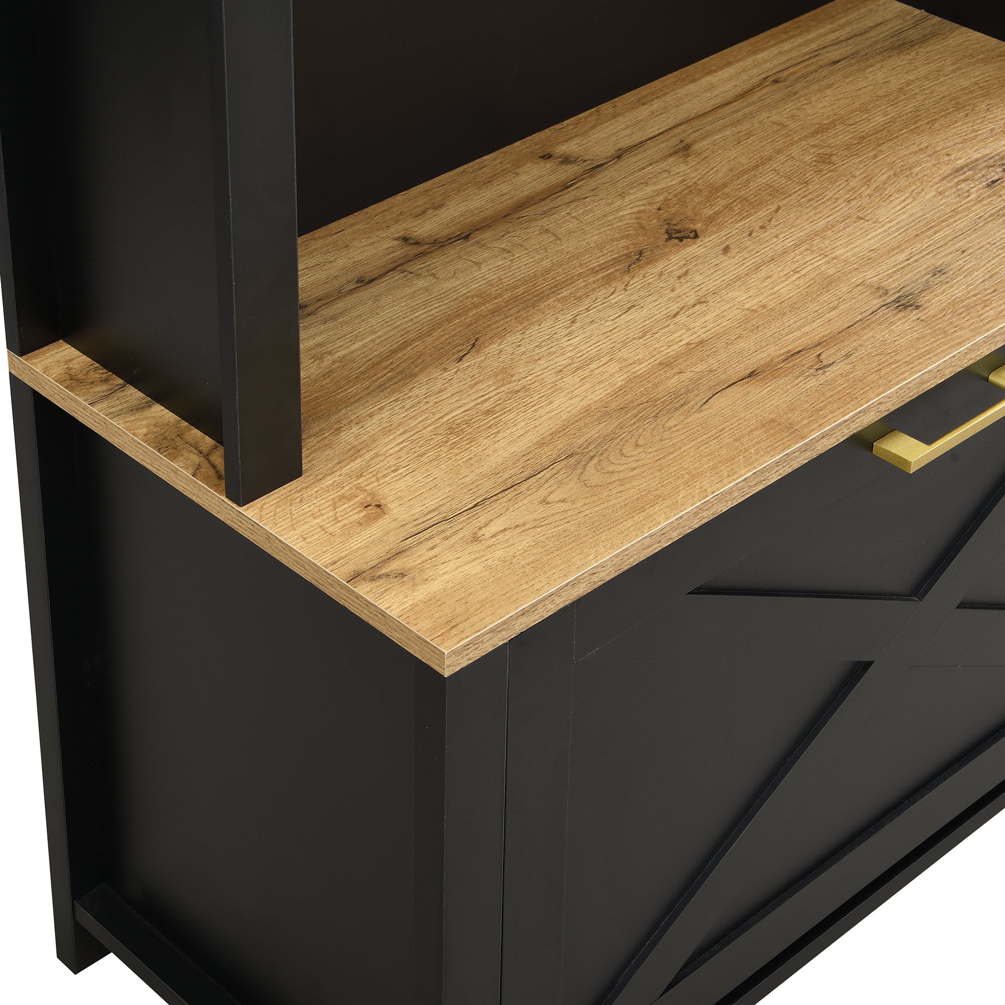 Logidon Garderobekast Zwart 75x35x195 cm Halboom met Schoenenrek