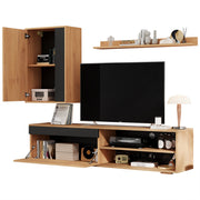 Logidon TV wandmeubelset 140 cm driedelig hout zwart