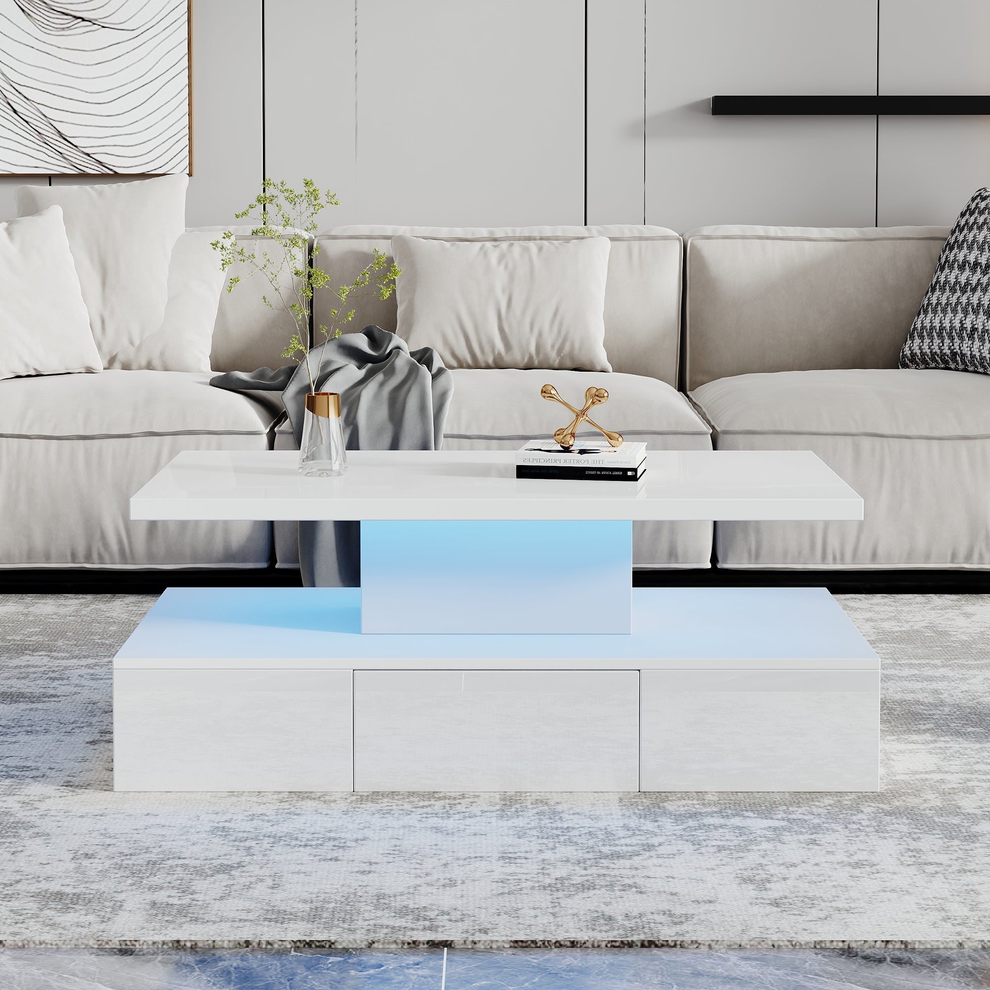Logidon Salontafel met twee niveaus, witte LED-verlichting