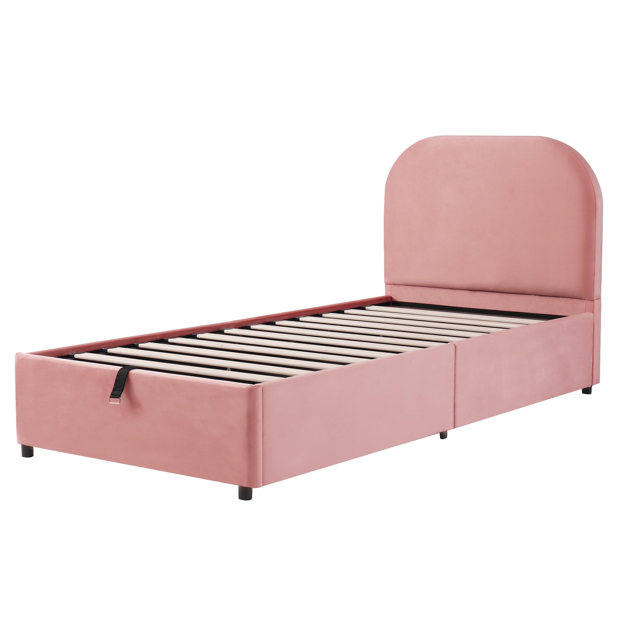 Logidon gestoffeerd bed 90x200 roze hydraulisch met opbergruimte fluweel