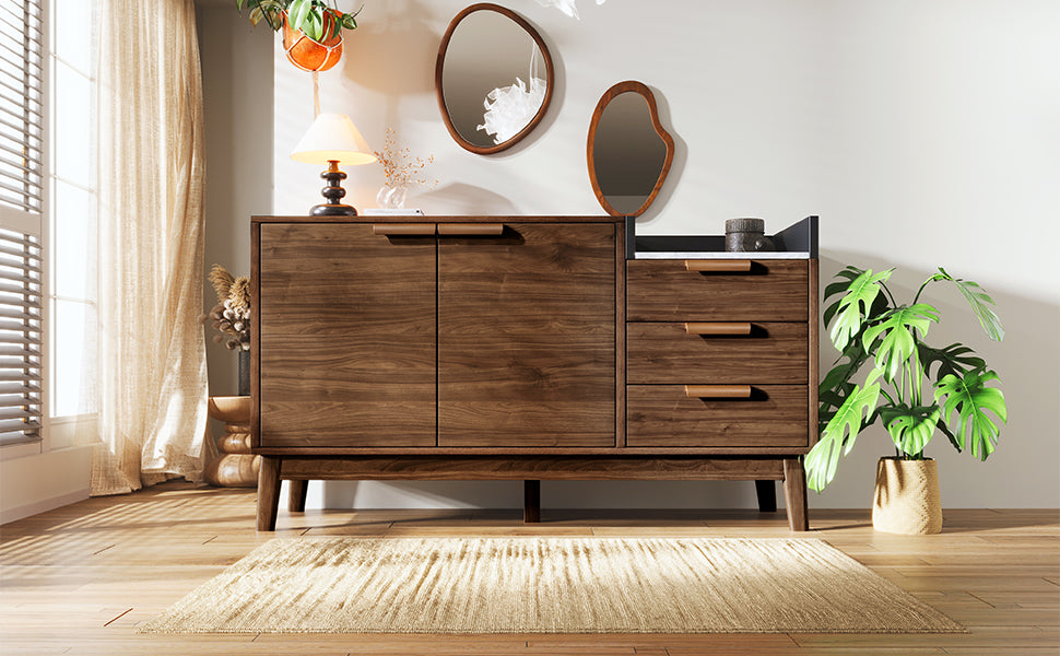 Logidon woonkamer ladekast eiken decor marmerlook blad 3 lades