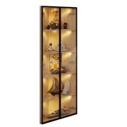 Logidon LED glazen vitrine 62 cm 35 cm 160 cm eiken hoekvitrine met deur