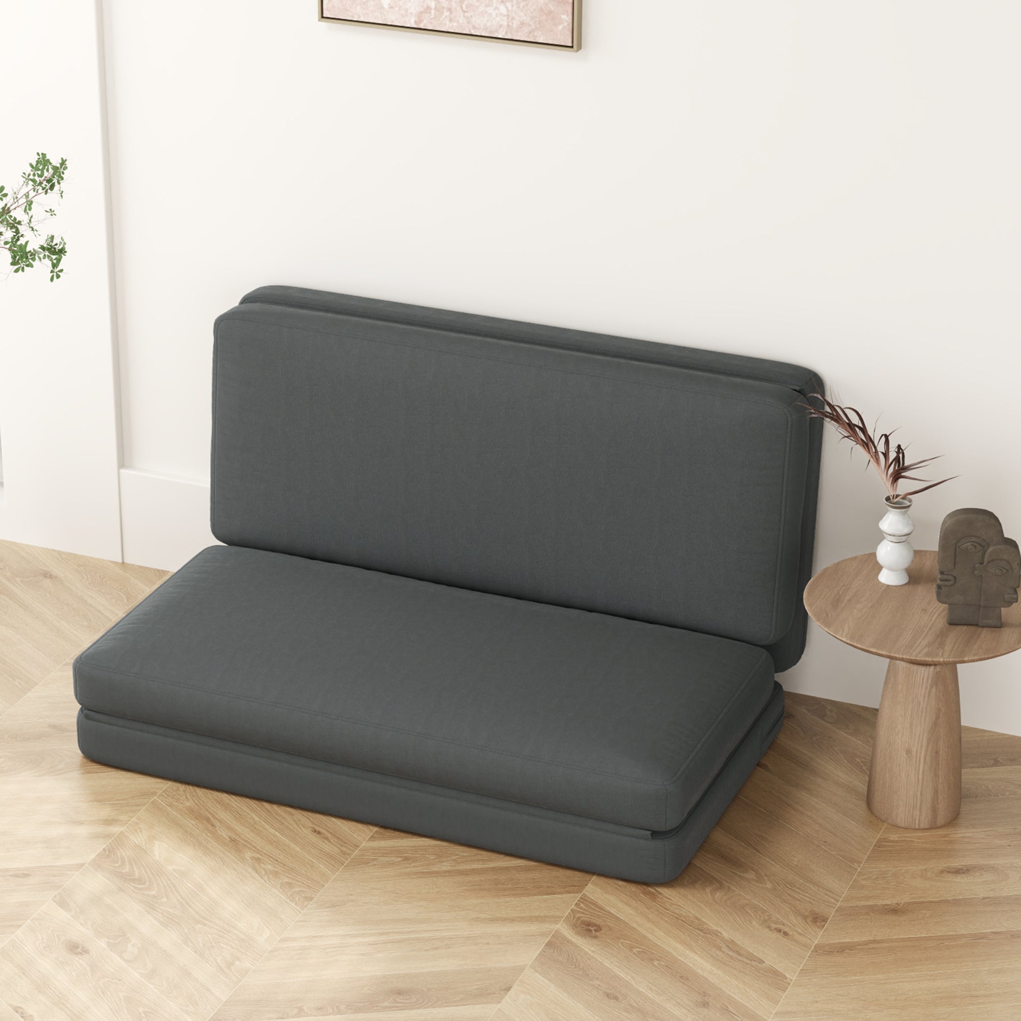 Logidon opvouwbare 3-in-1 vloerbank slaapbank fluweellook donkergrijs