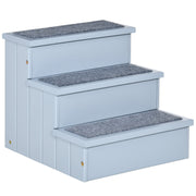 Logidon Hondentrap Hout 3 Treden Tapijt Grijs 40,5x44,5x38 cm
