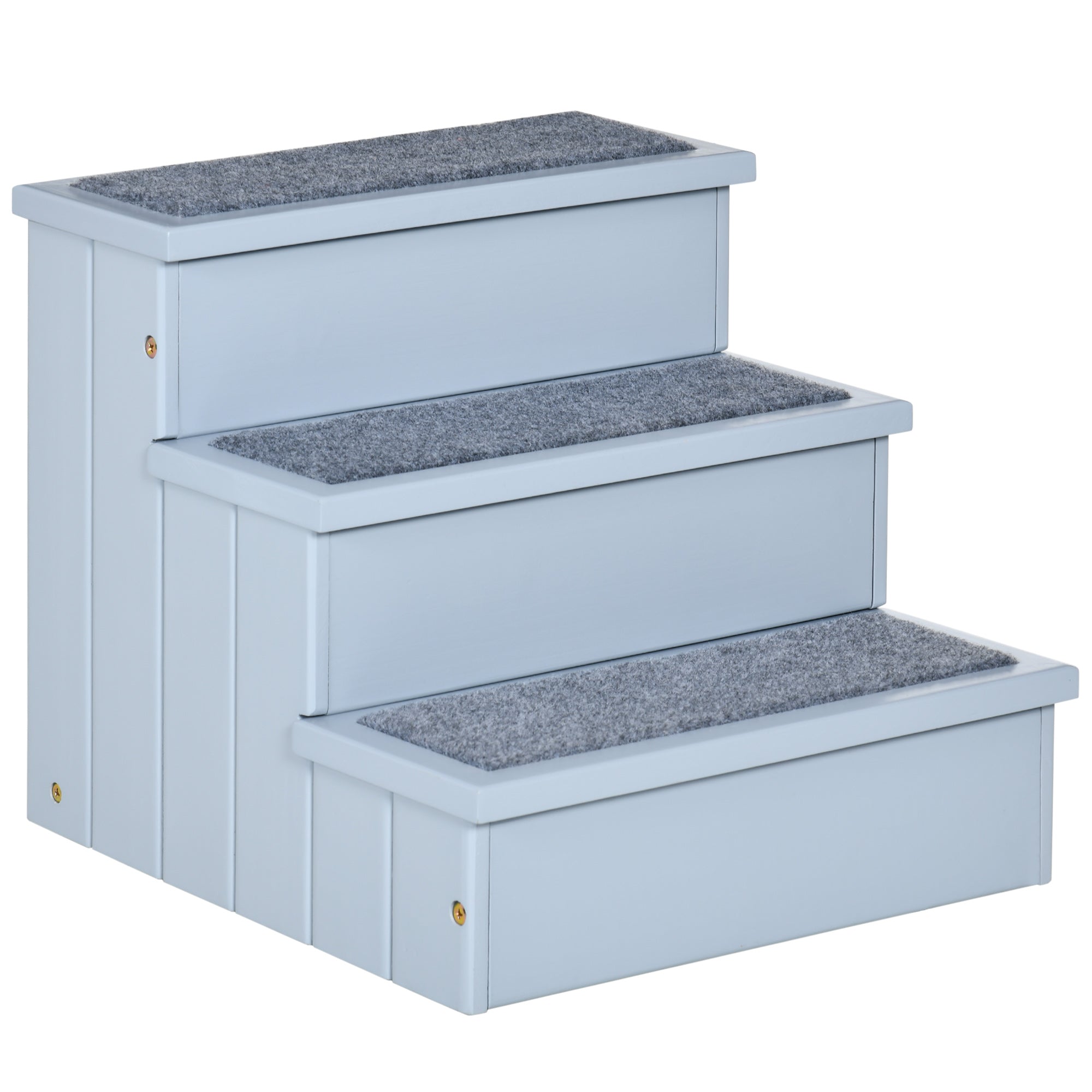 Logidon Hondentrap Hout 3 Treden Tapijt Grijs 40,5x44,5x38 cm