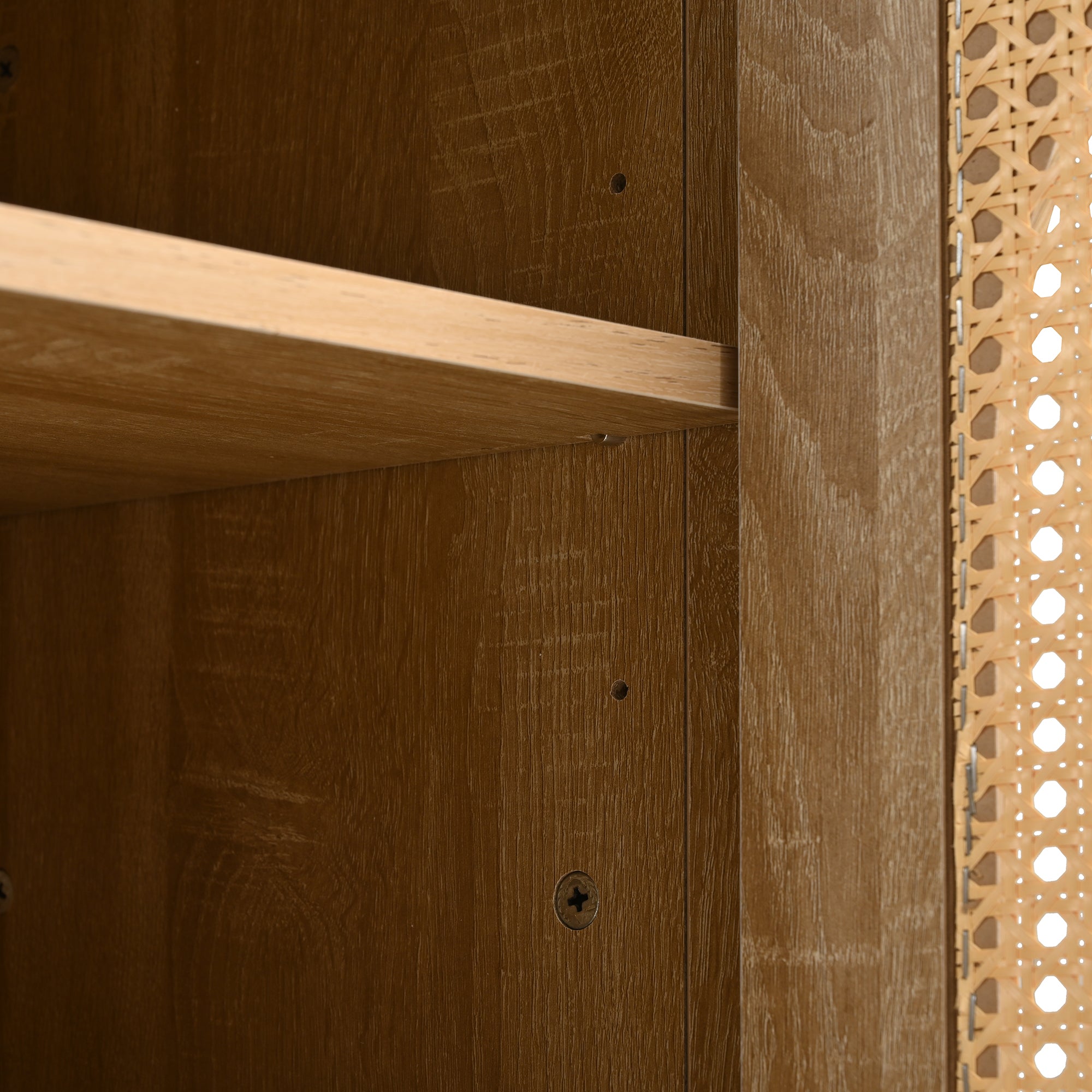 Logidon Dressoir 145x40x80 cm met vier rotan deuren natuurlijk hout