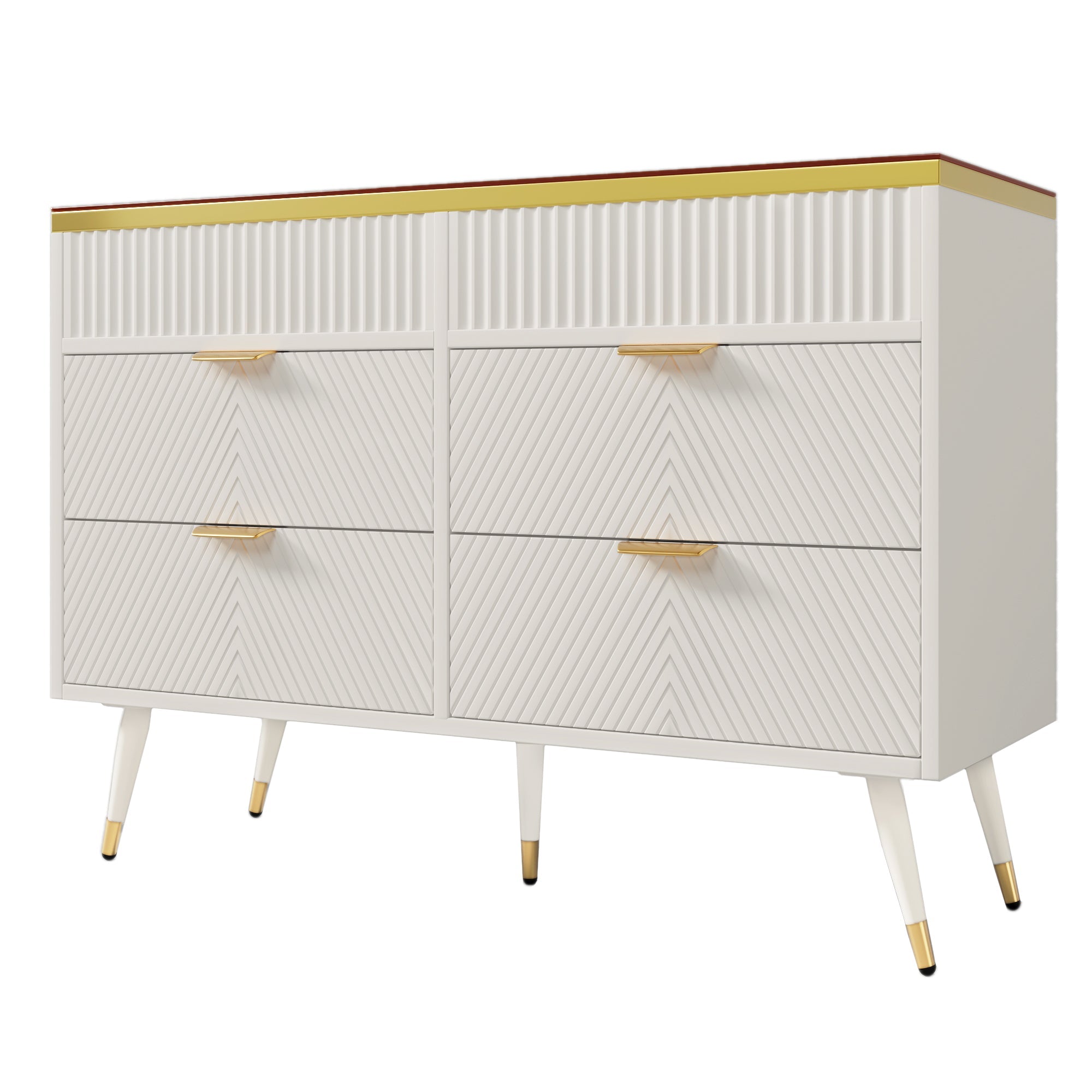 Logidon ladekast amber glazen dressoir 6 lades 120x40x76 wit