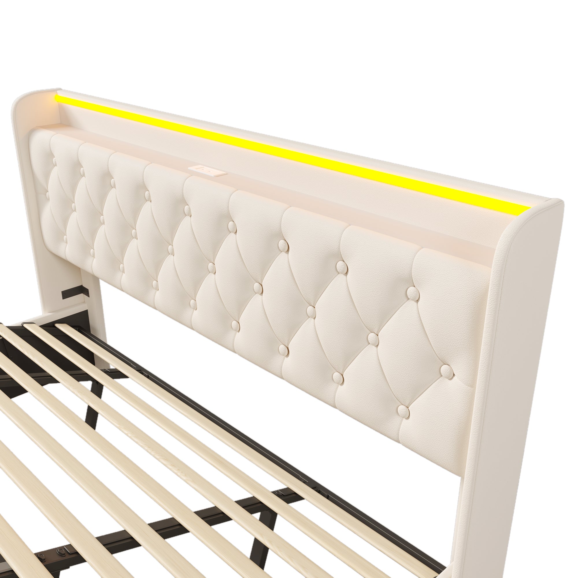 Logidon gestoffeerd bed tweepersoonsbed 180x200 cm wit PU, 360 surround LED
