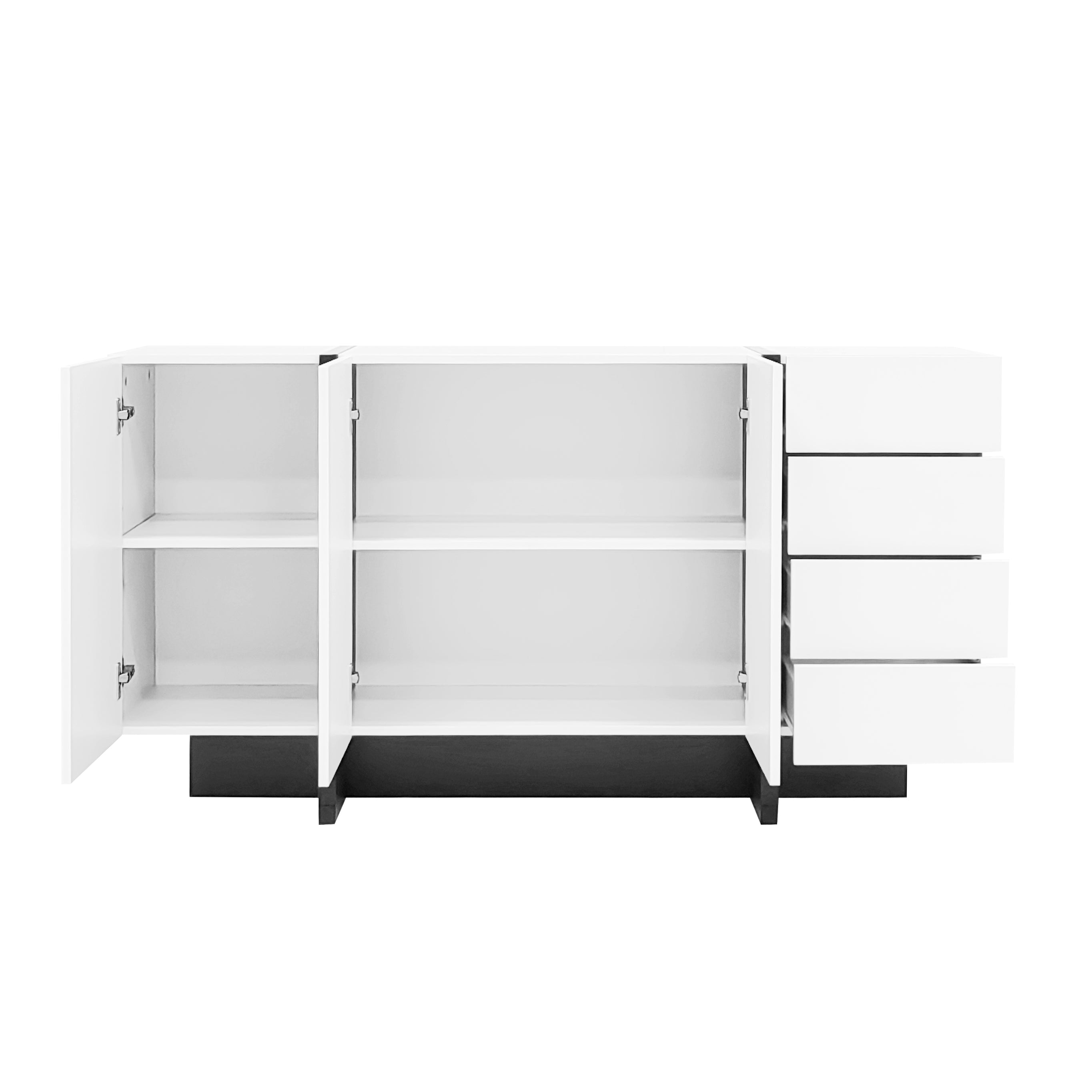 Logidon wit hoogglans dressoir 150x40x80,5 2 deuren 4 lades
