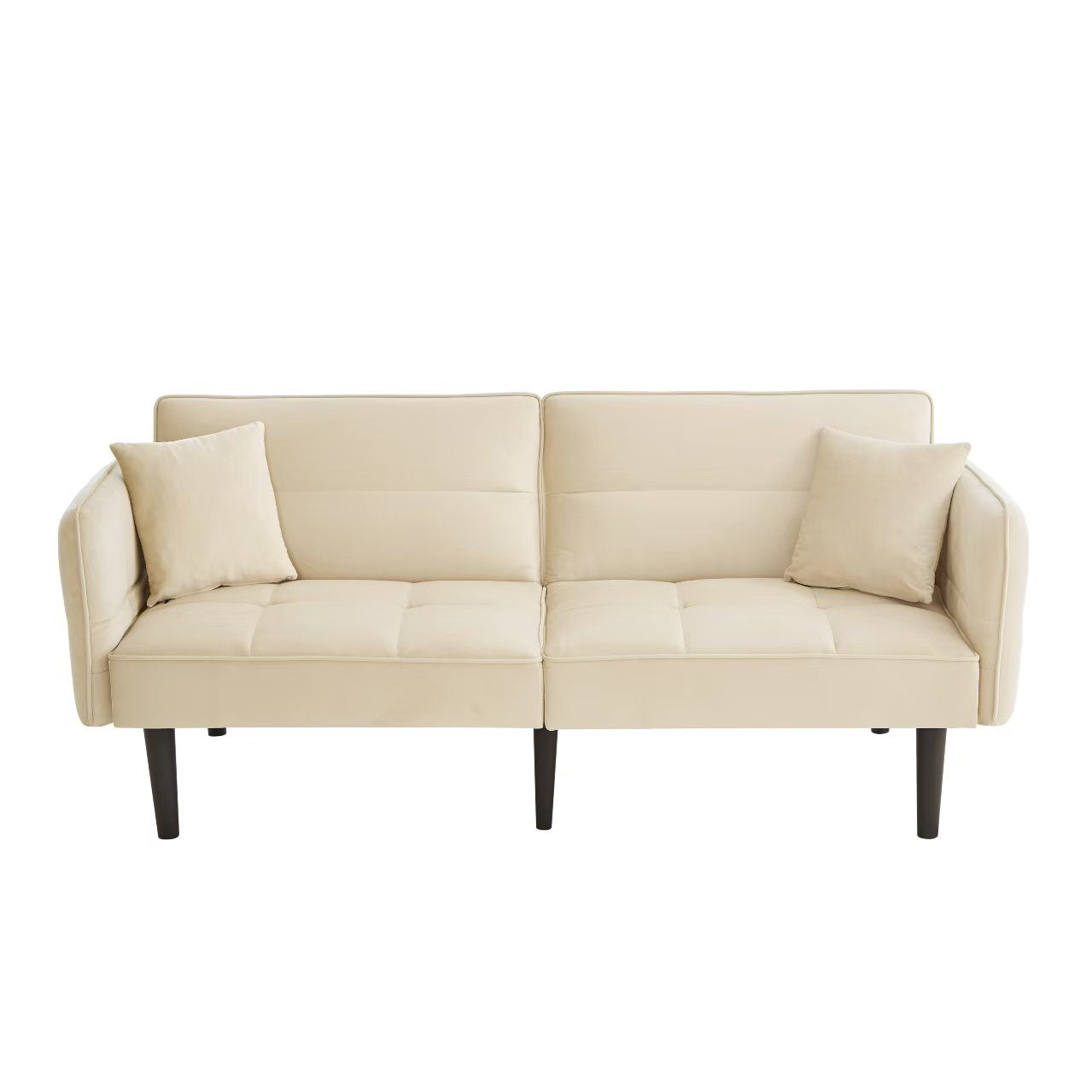 Logidon 2-in-1 slaapbank beige fluwelen hoes verstelbare tweezits