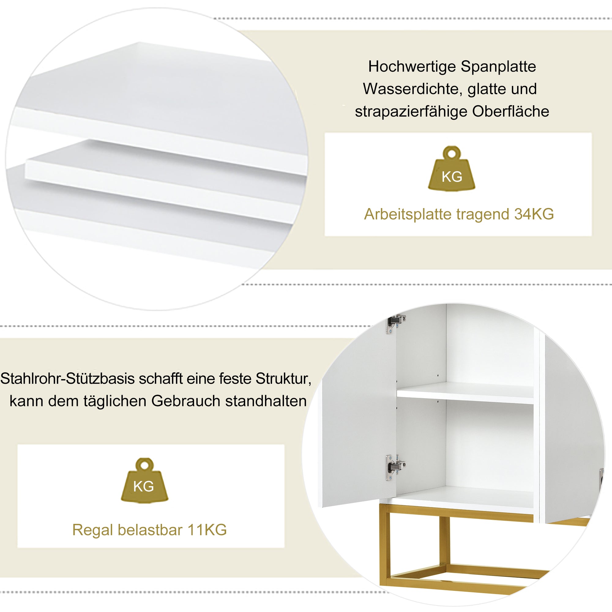 Logidon Dressoir 120 cm Wit Greeploos Vier Deuren Minimalistisch