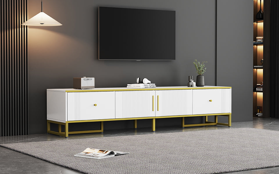 Logidon Elegant Wit TV-meubel 180x40x40 cm Gouden Trim