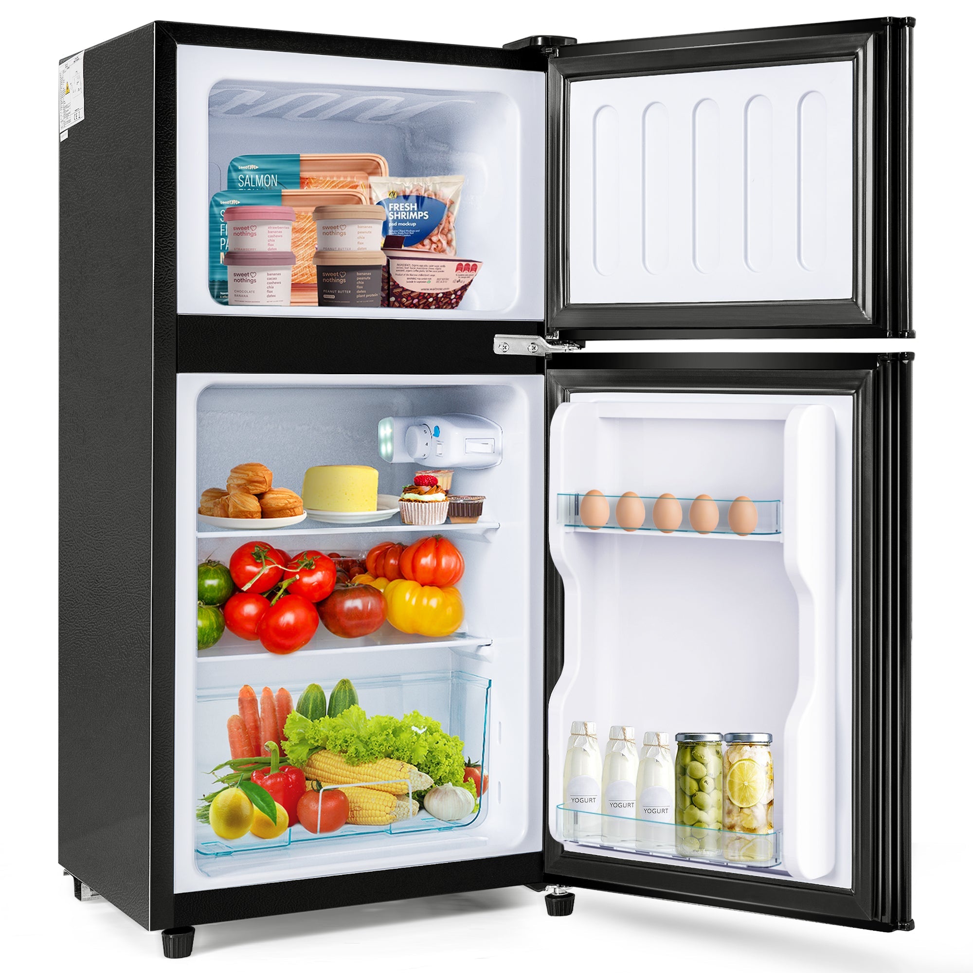 Logidon koel-vriescombinatie dubbele deur 86,8 cm hoog premium zwart