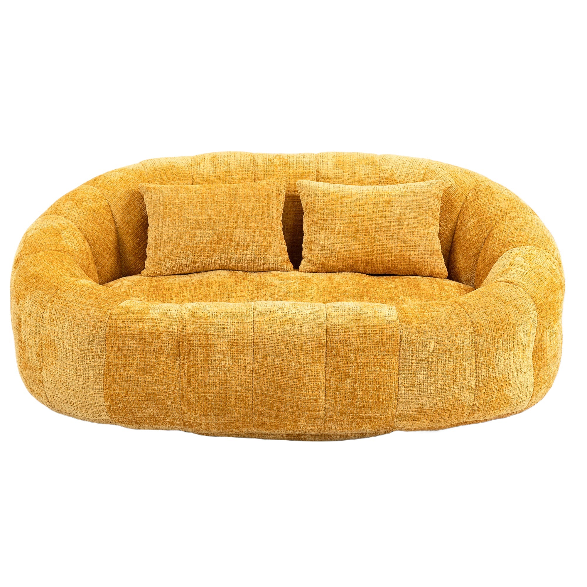 Logidon Zitzakbank Luxe Chenille Geel Ligstoel met hoge rugleuning