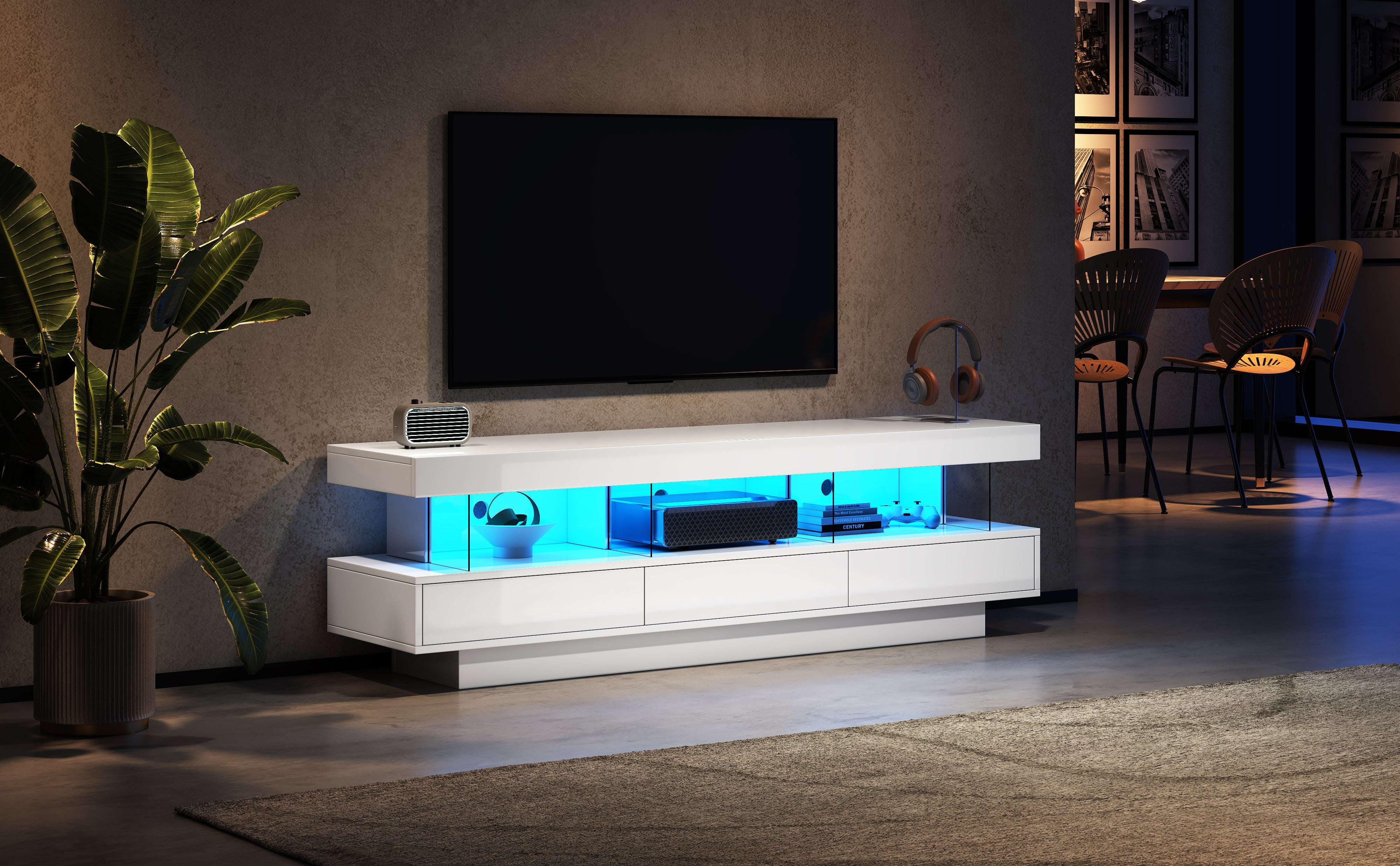 Logidon wit hoogglans TV-meubel 160 x 38 x 50,5 cm LED-verlichting