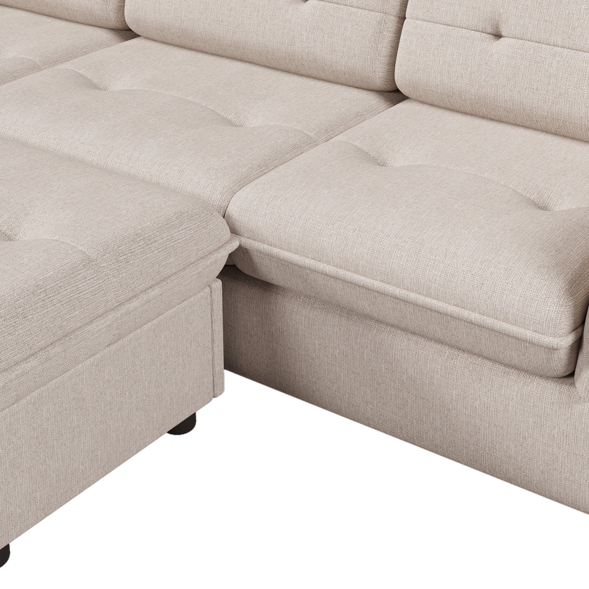 Logidon Corner Sofa L-Shape With Ottoman Storage Beige