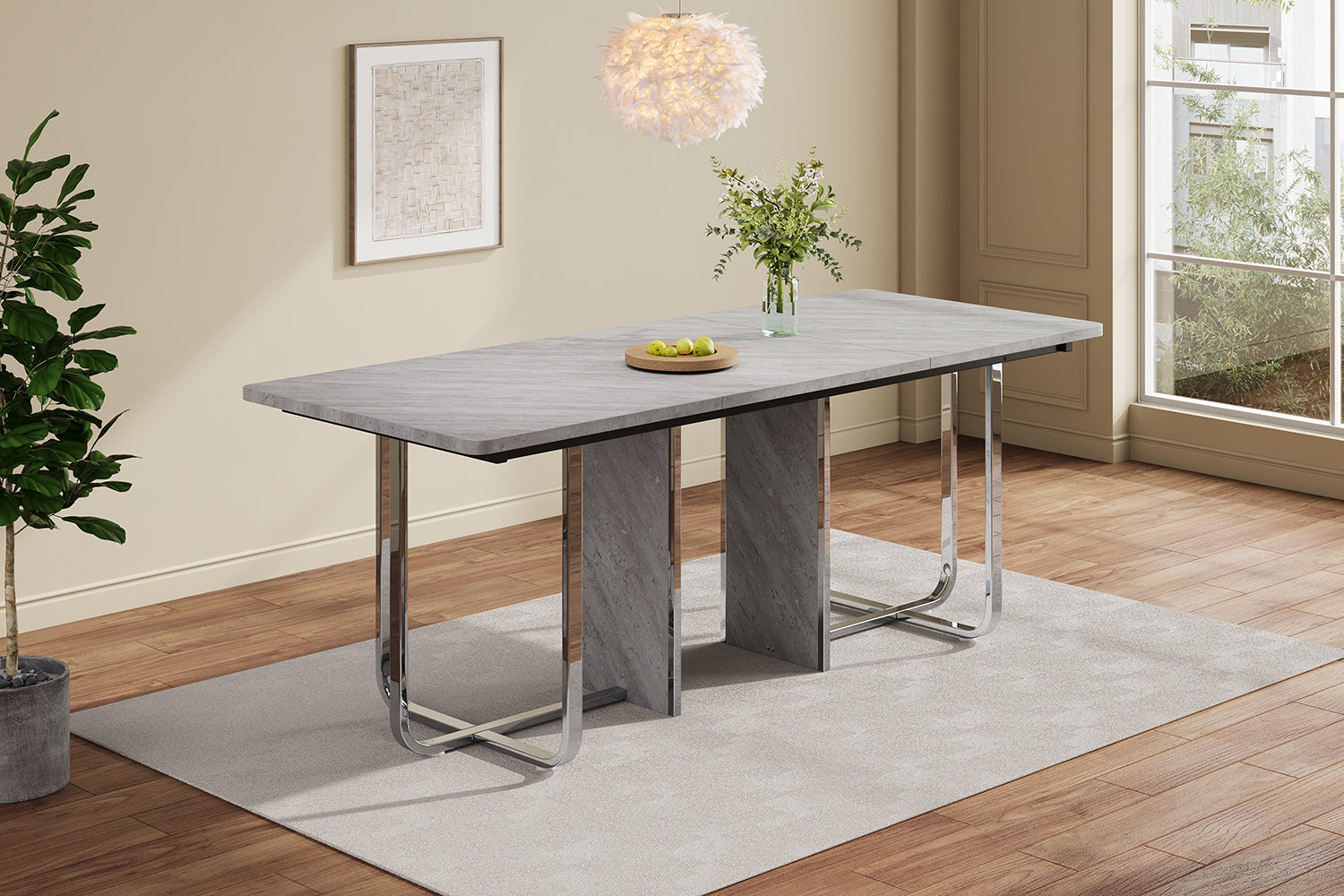 Logidon eettafel 180x80 cm grijs met metalen poten moderne tafel