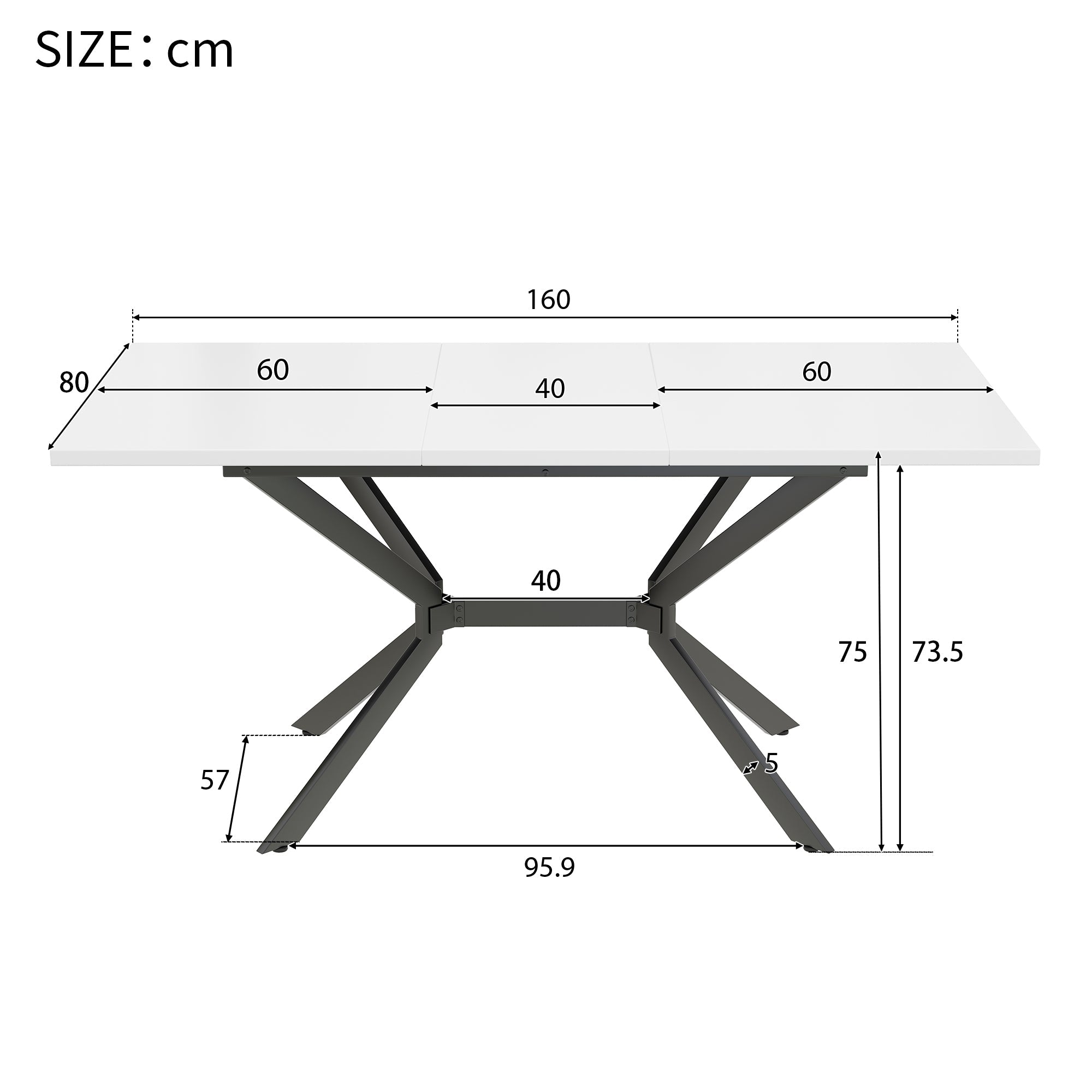 Logidon Witte Uitschuifbare Eettafel 120 160 cm Breed 80 cm