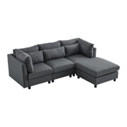Logidon Modern Design Bank Hoekbank met Voetenbank Grijs 220 cm