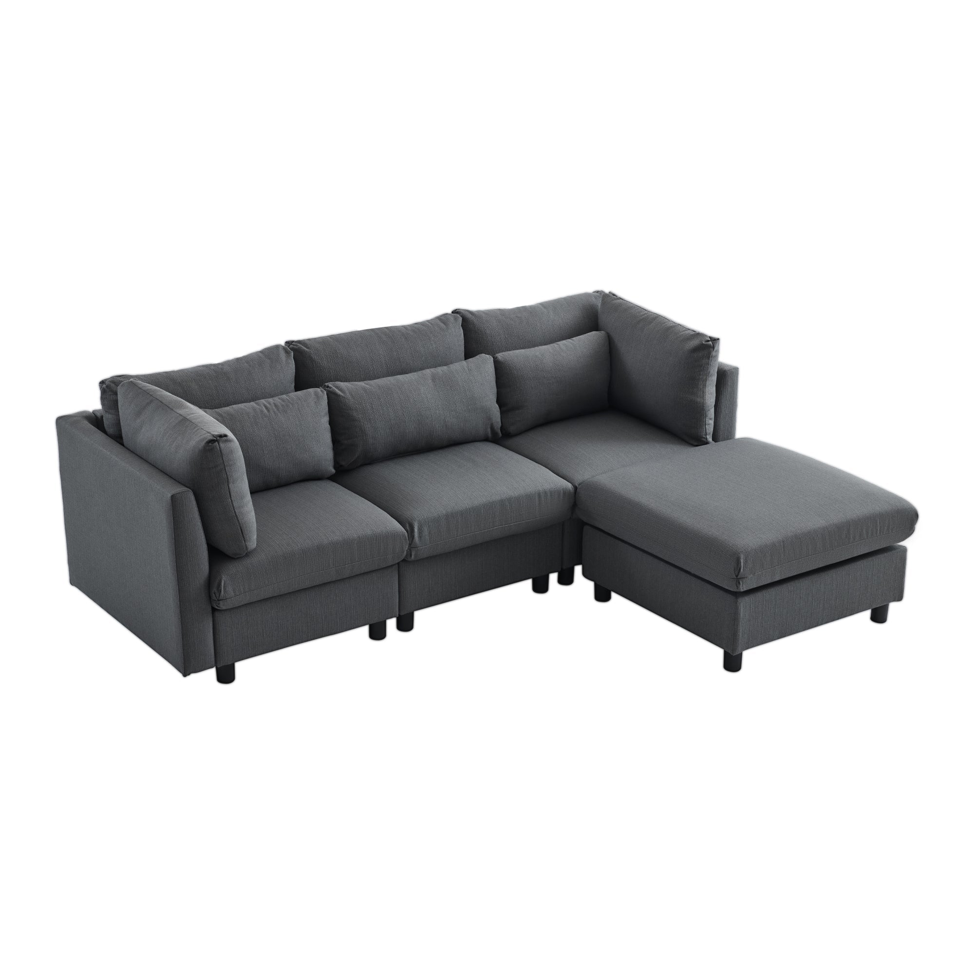 Logidon Modern Design Bank Hoekbank met Voetenbank Grijs 220 cm