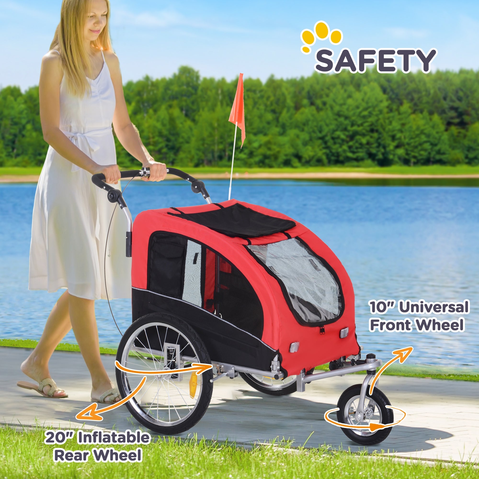 Logidon Hondenkar 2in1 Jogger Fietskar Rood